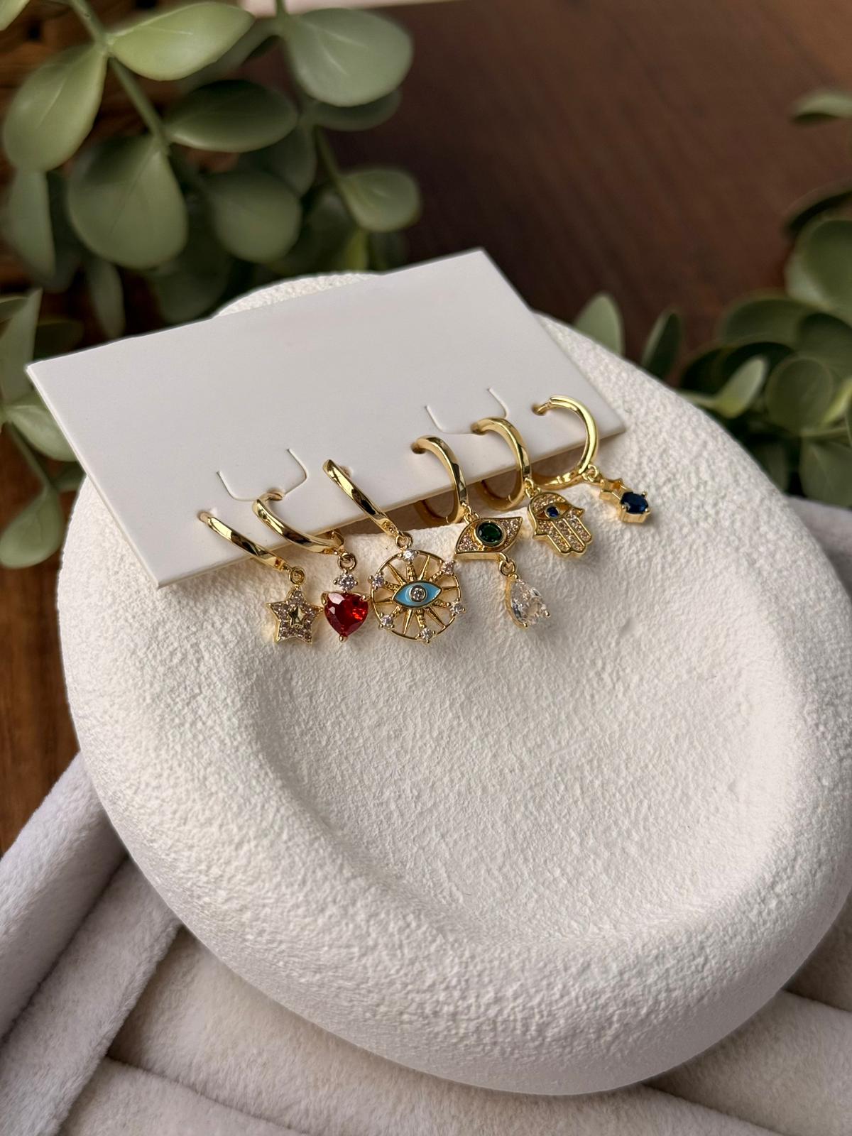 Fatma'nın Eli Kırmızı Kalp Yıldız Göz Detaylı Minimalsit 6'lı Set 1289