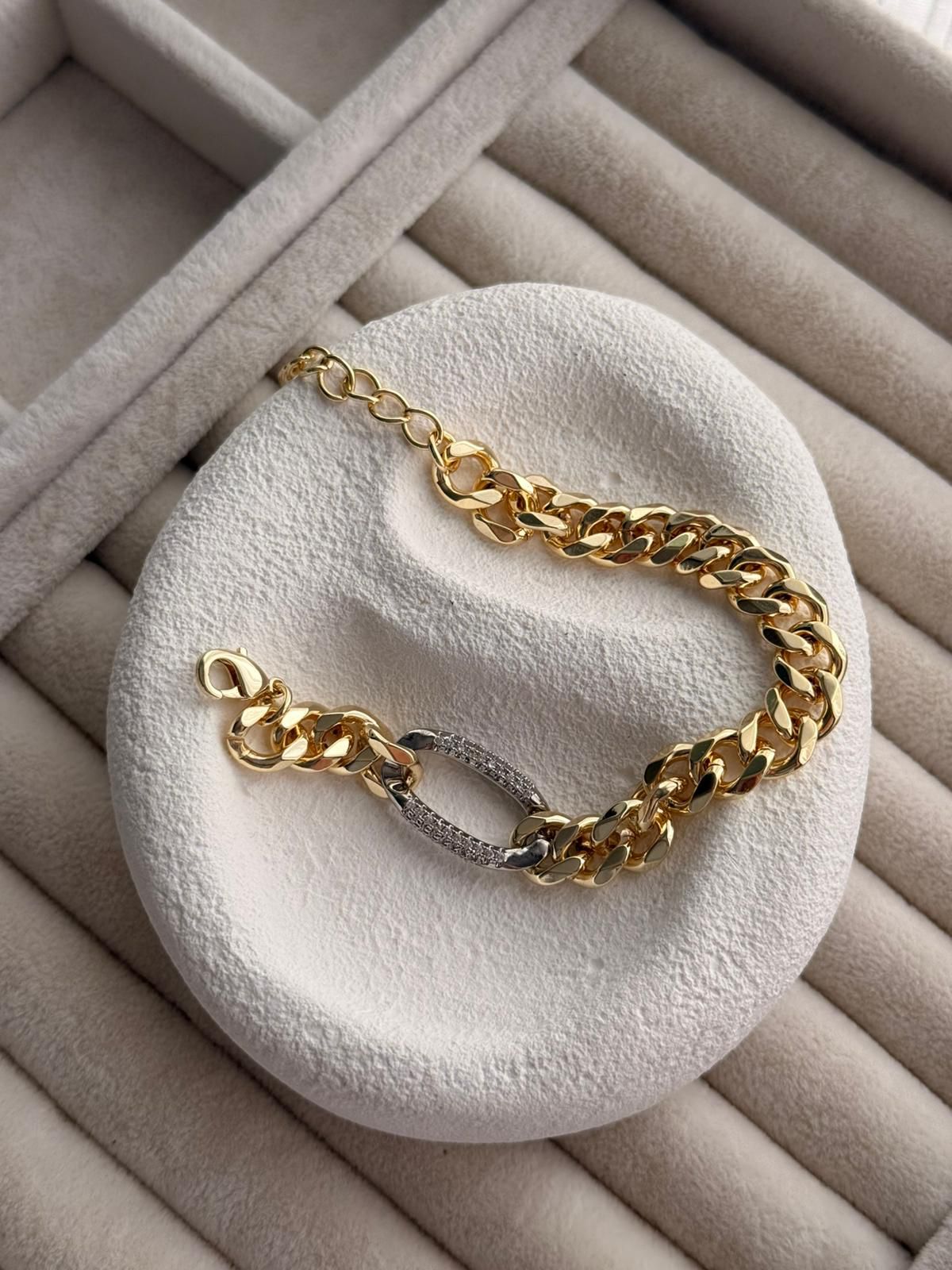 Çift Renk Zirkon Taşlı 14 K Bileklik 1169