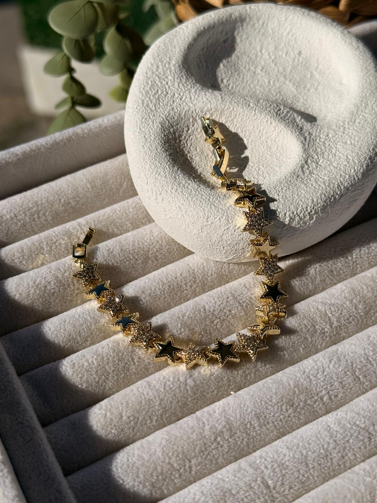 Zirkon Taşlı Özel Tasarım Yıldız 14 K  Bileklik 1224