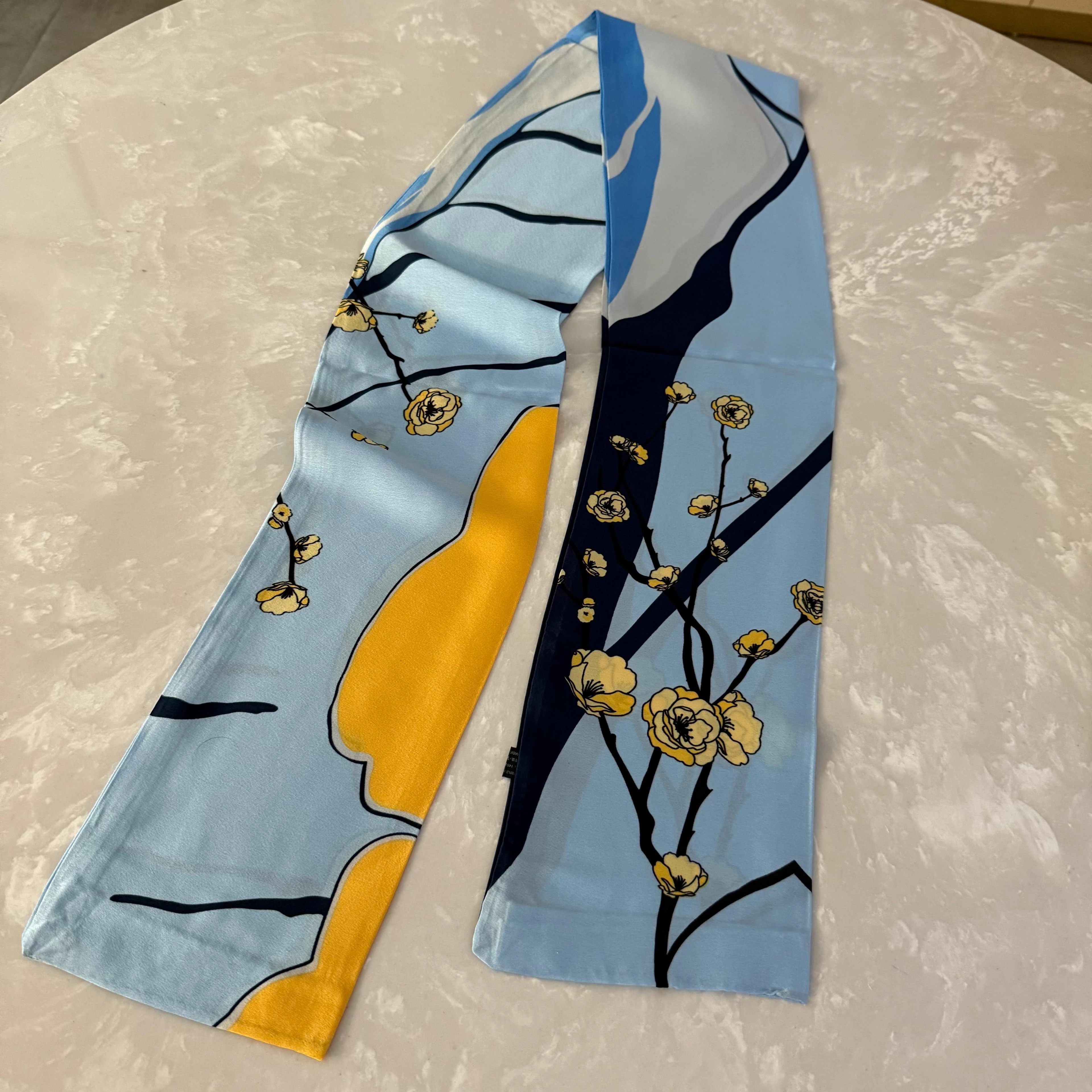 Açık Mavi Çiçek Desenli Fular 1048