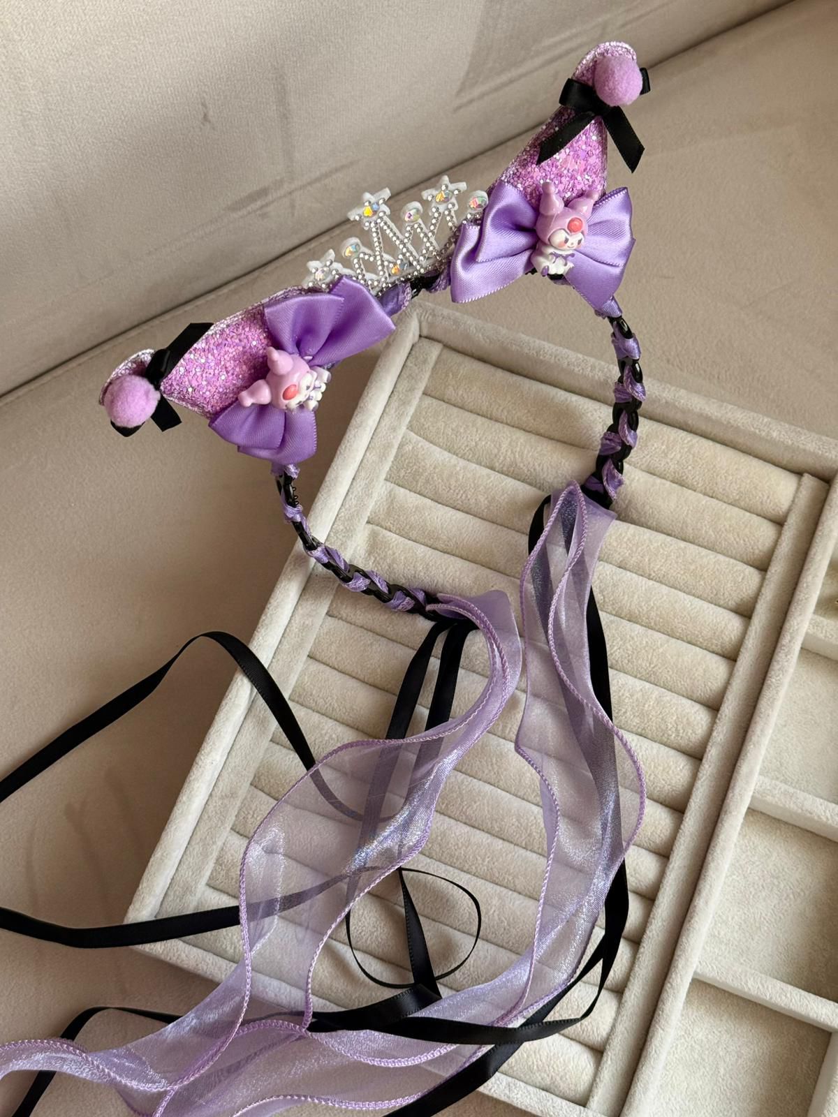 Mor Cromi Yıldız Taşlı Sallantılı Taç 885