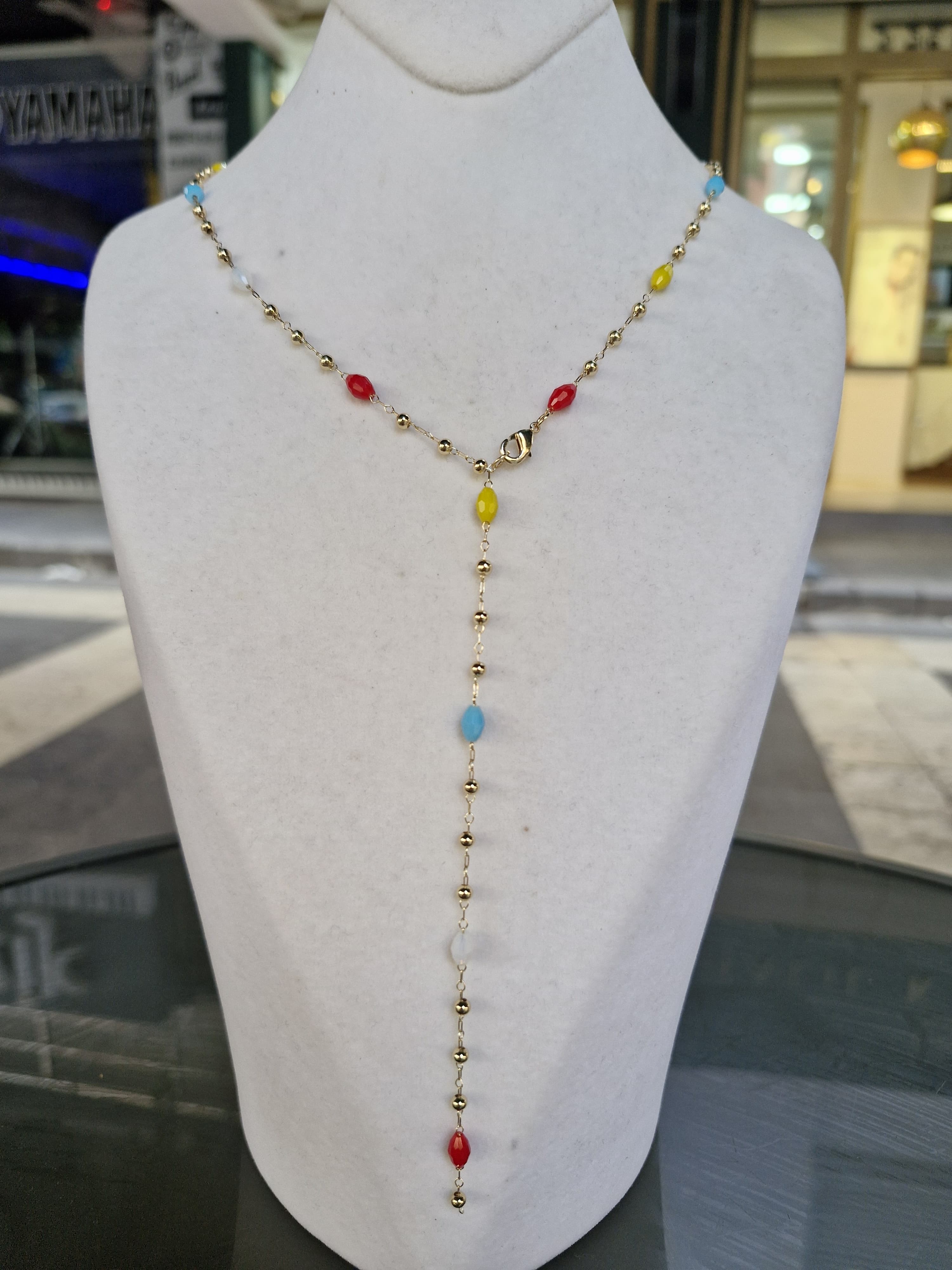 Özel Seri Altın Kaplama Renkli  Y Kolye 831 