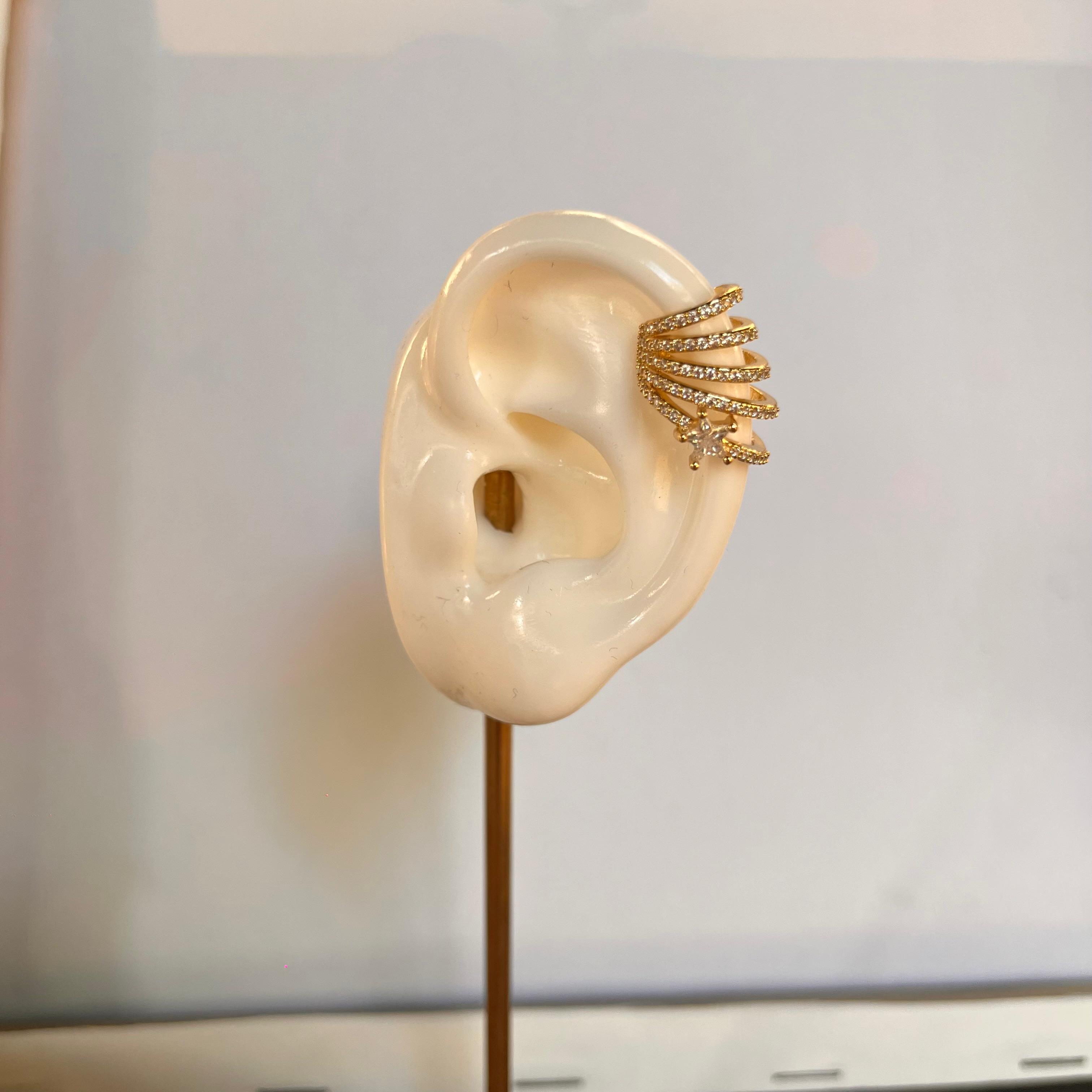 Zirkon Taşlı Yıldızlı Kıkırdak Küpe 1196