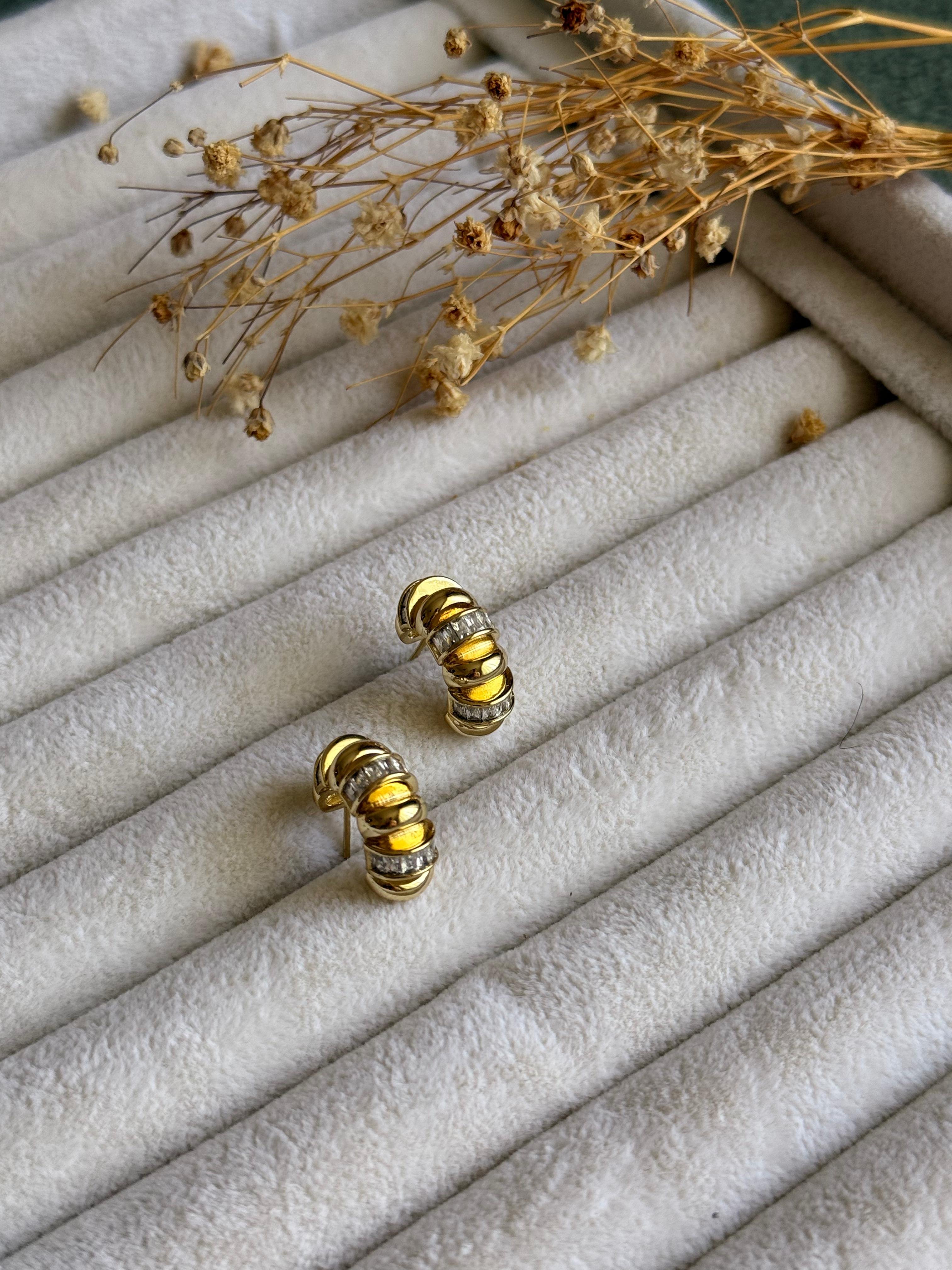 Çift Renk Gold Çelik Halka Küpe 636
