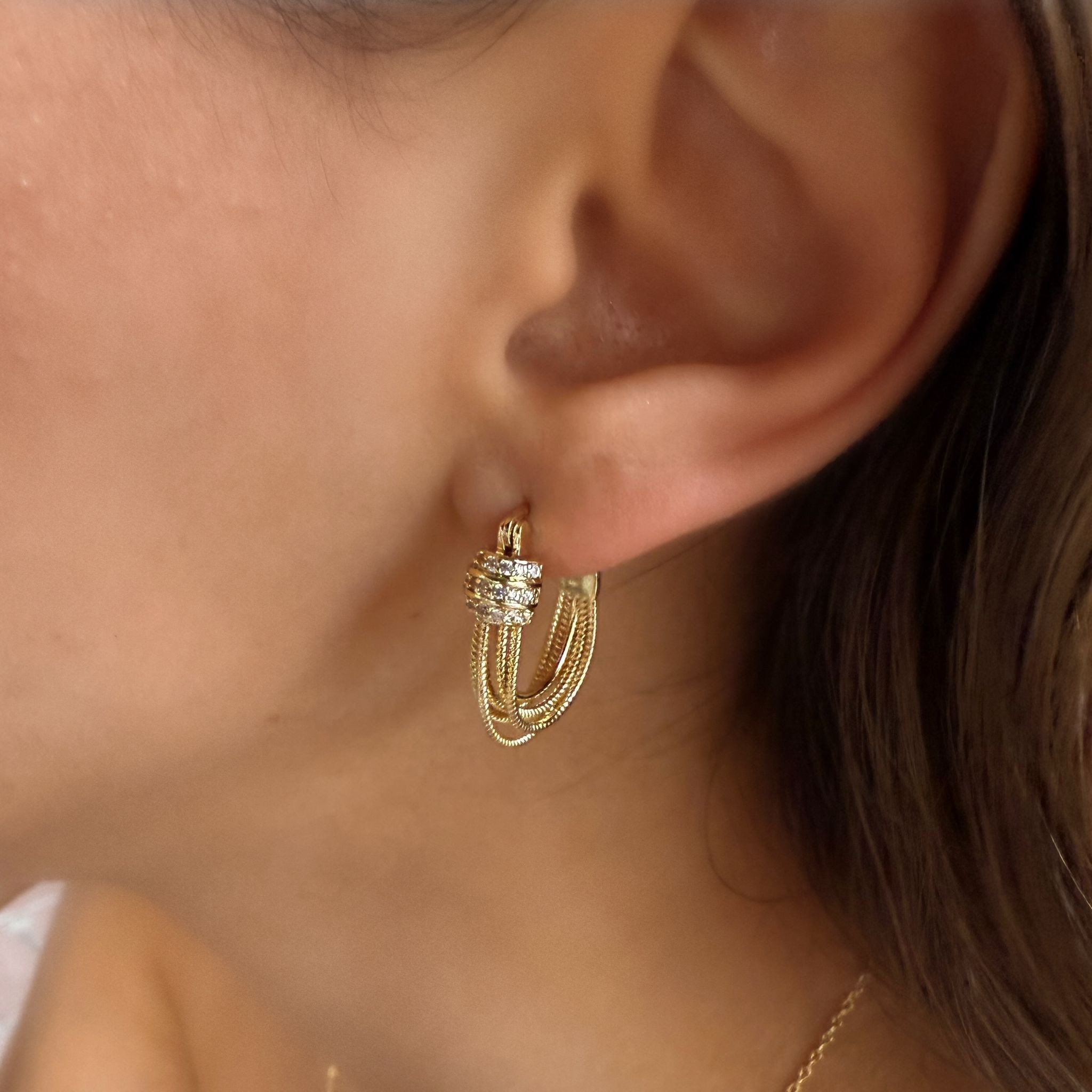 Özel Tasarım Gold Geometrik Küpe 975