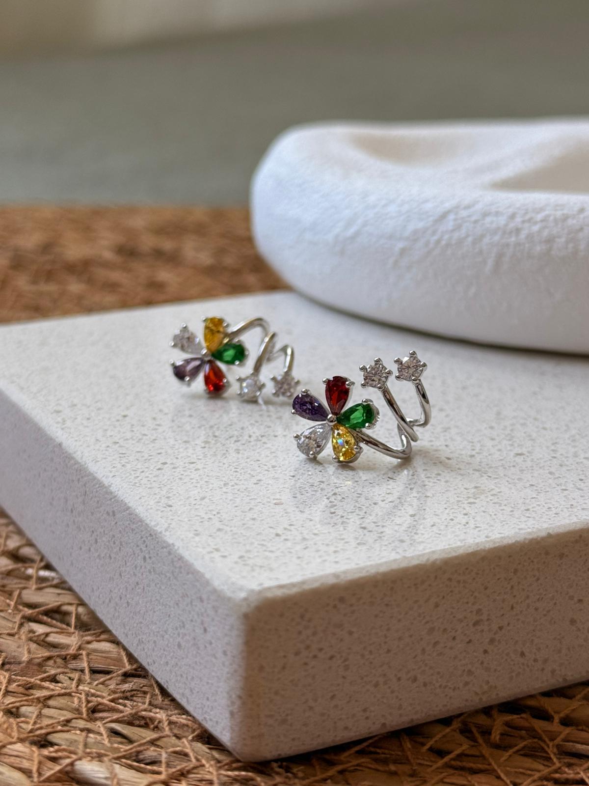 Xuping Zirkon Taşlı Renkli Silver Küpe 1059