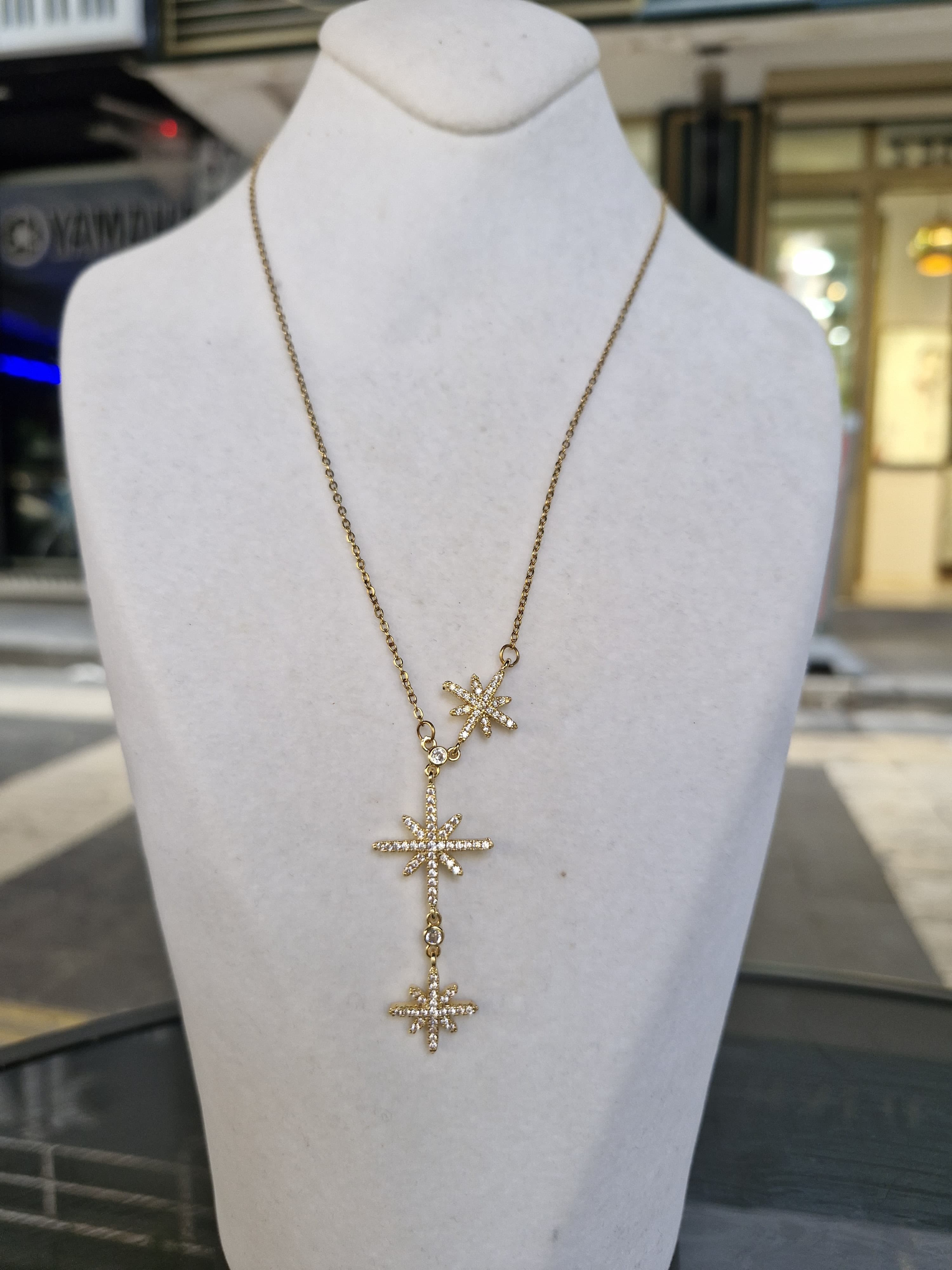 Çelik Sıralı Y Kolye Gold 841