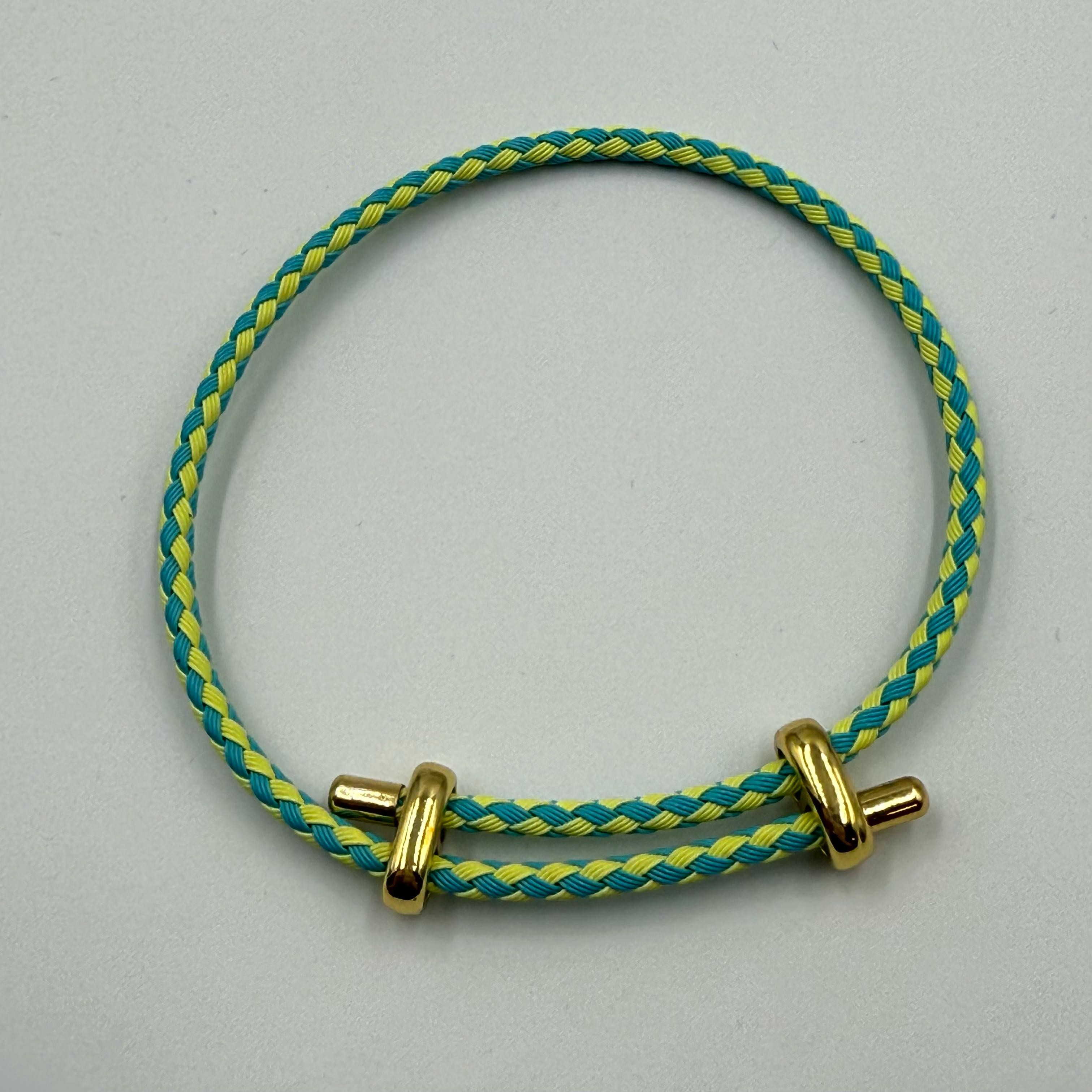 Yeşil Deri & Gold Metal Bileklik 501