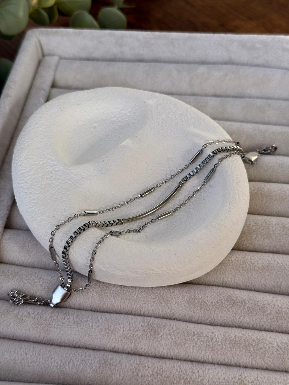 Çelik Üçlü Silver Bileklik 1334