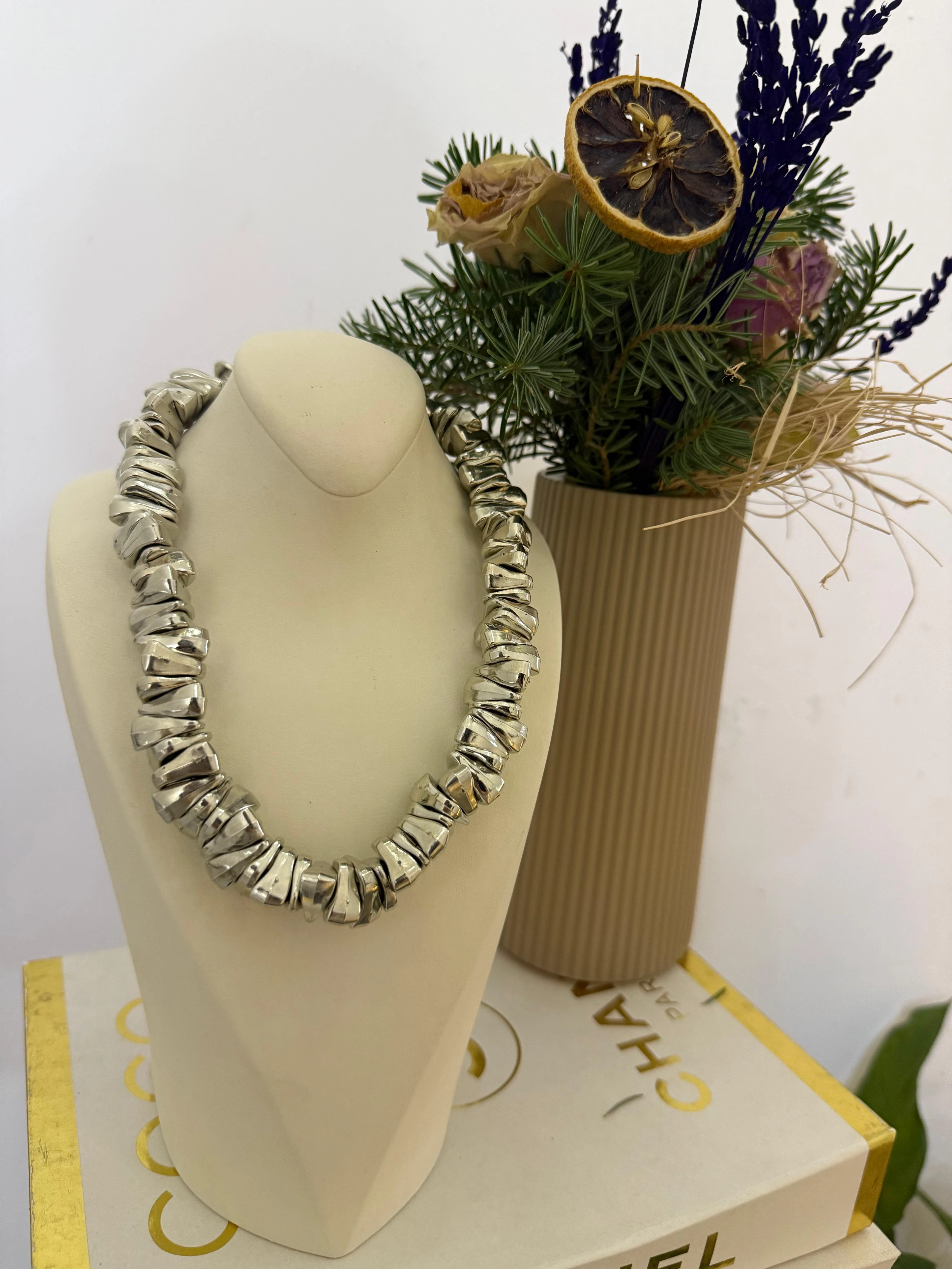 Vintage Model Silver Renk Kolye 1251