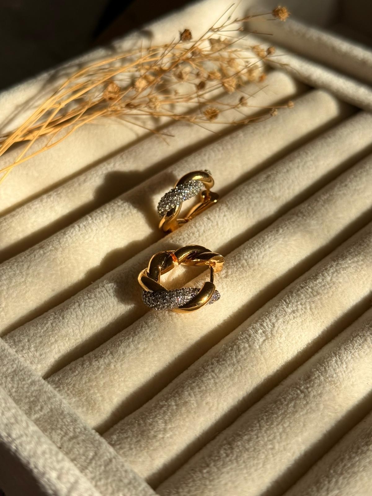 Çift Renkli Çelik Gold  Halka Küpe 803