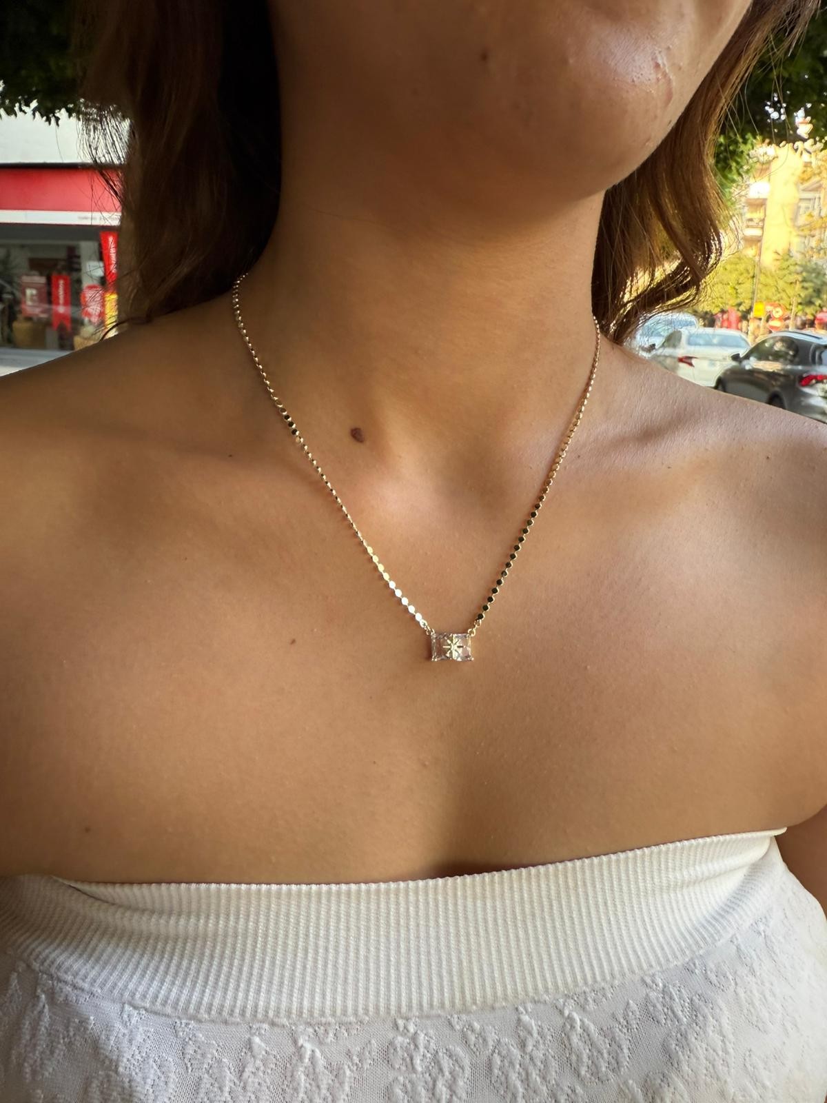 14 K Ezme Model Baget Taşlı Kolye 963