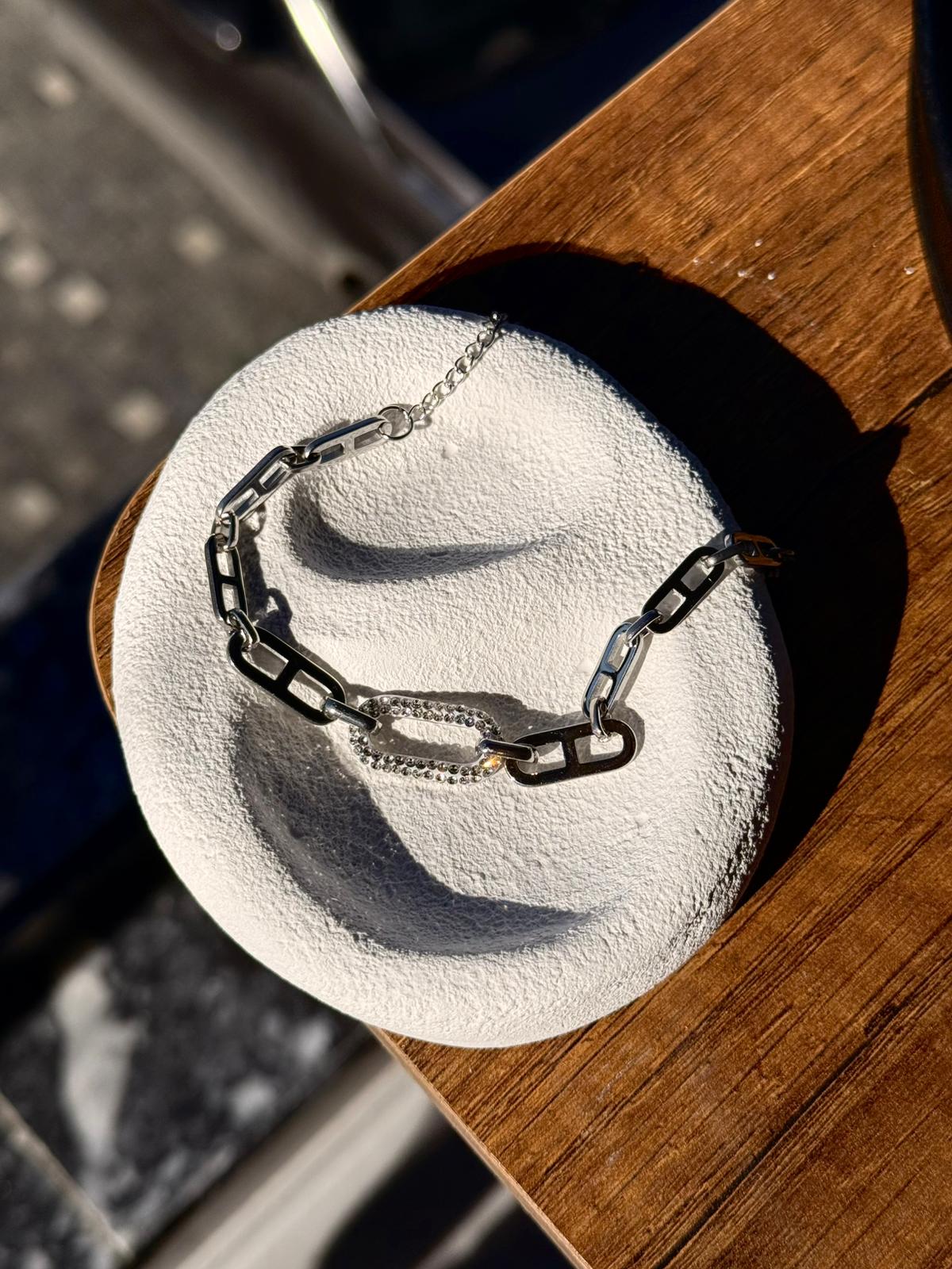 Çelik Zirkon Taşlı Silver Bileklik 1232