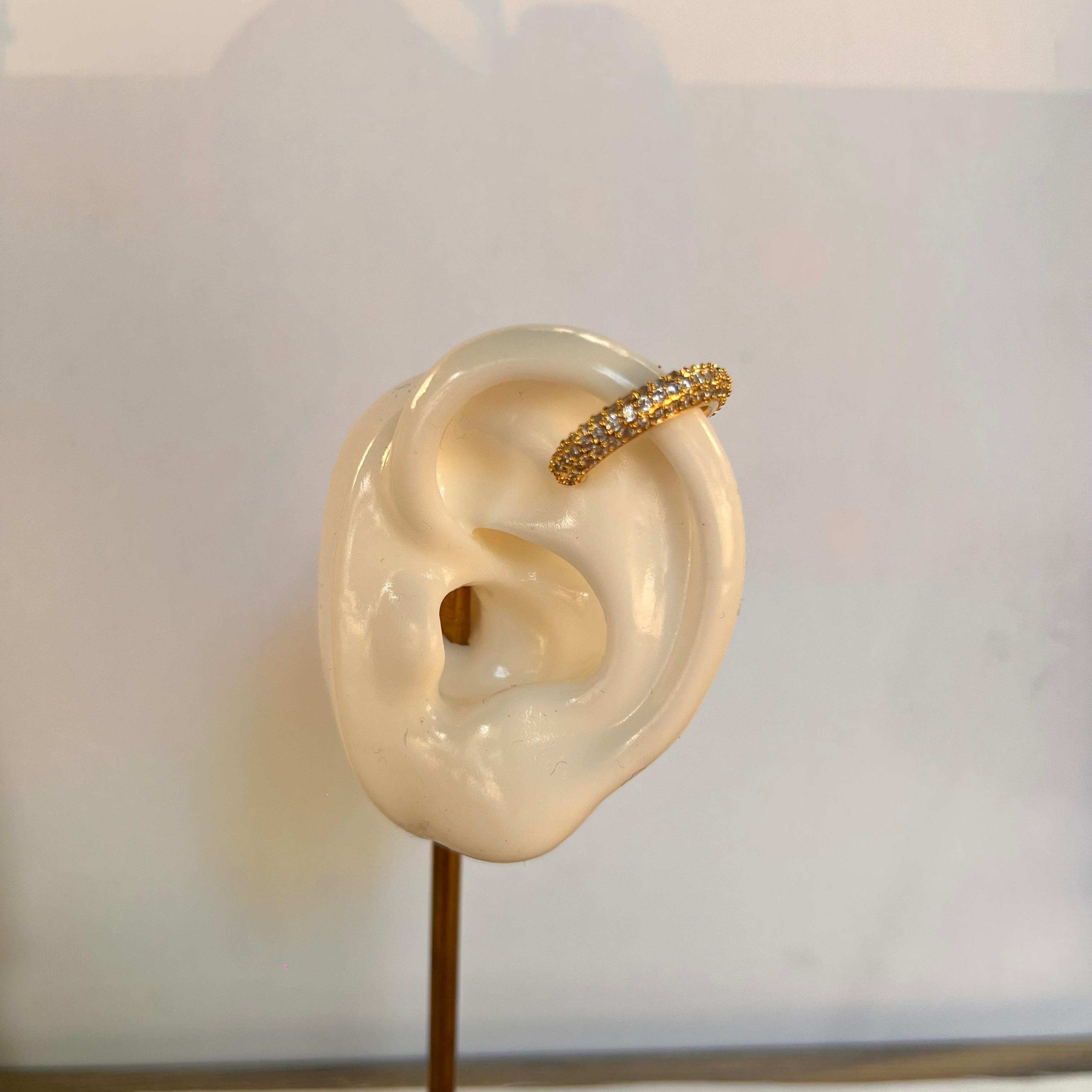 Zirkon Taşlı Gold Kıkırdak Küpe 1184