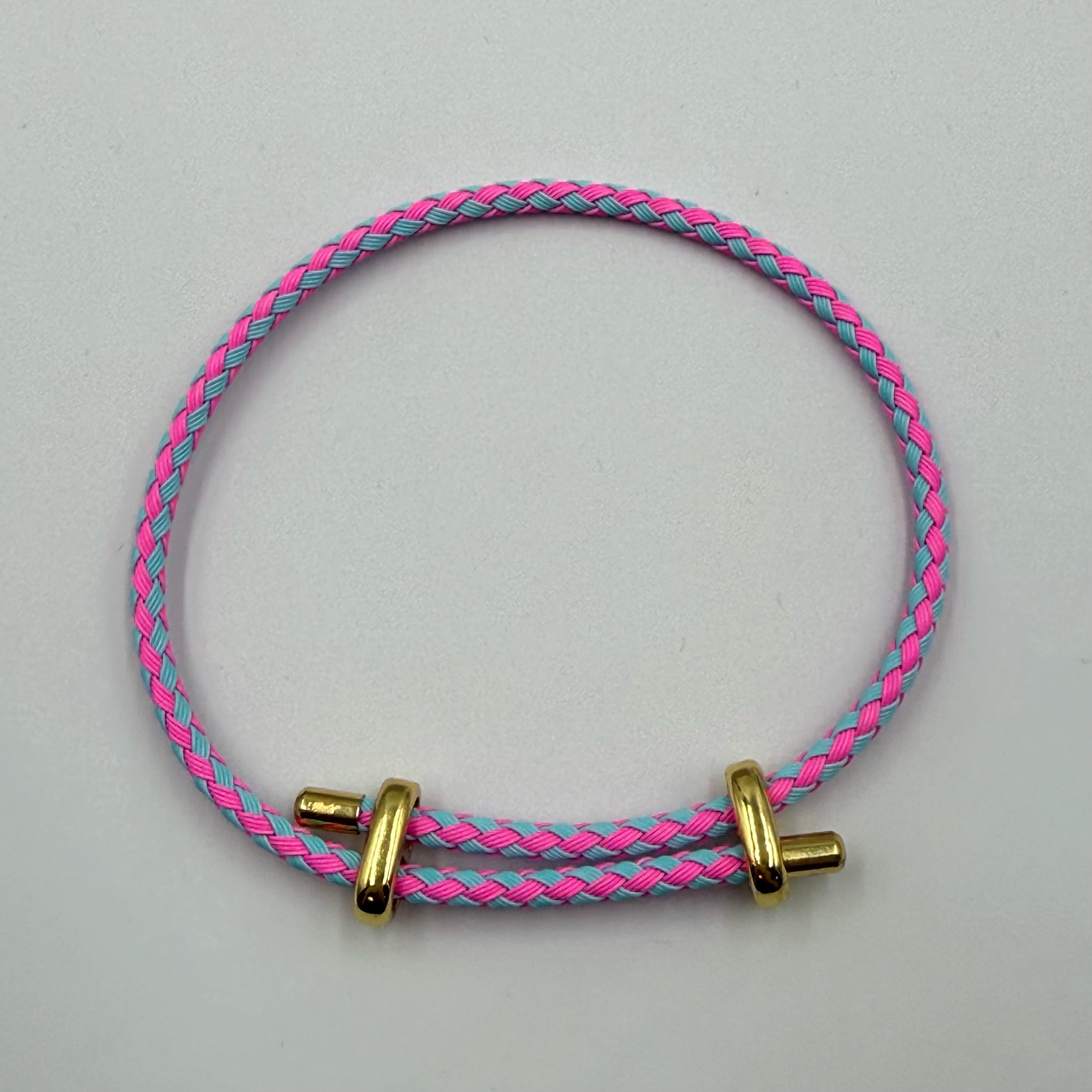 Pembe Lila Deri & Gold Metal Bileklik 502
