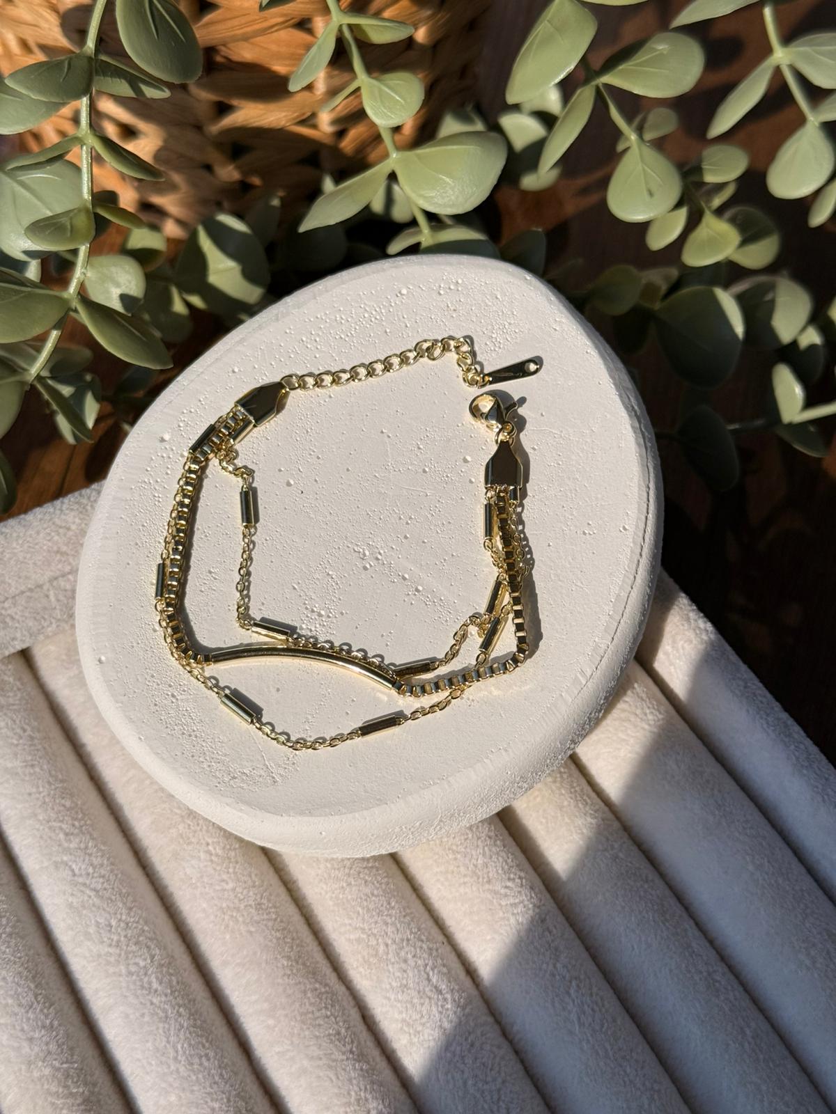 Çelik Üçlü Gold Bileklik 1332