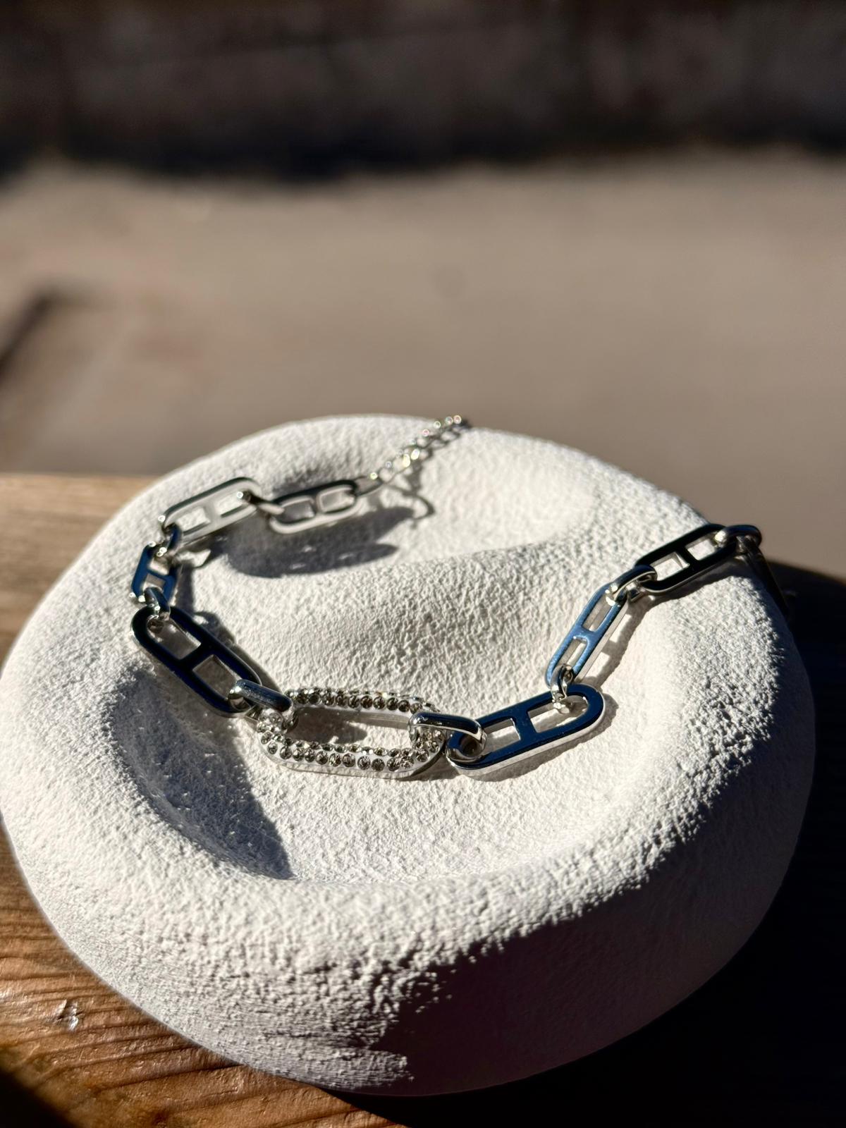 Çelik Zirkon Taşlı Silver Bileklik 1232