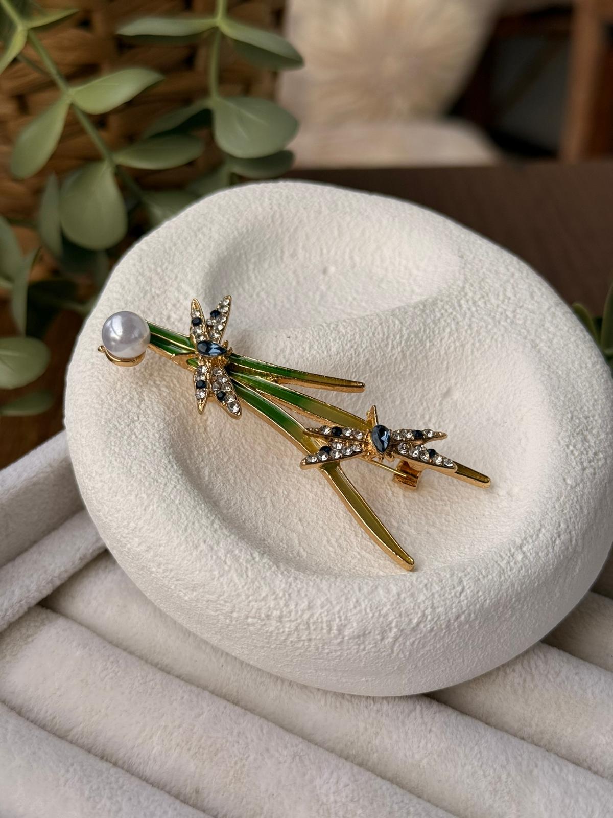 Zirkon Taşlı Gold Broş 1273