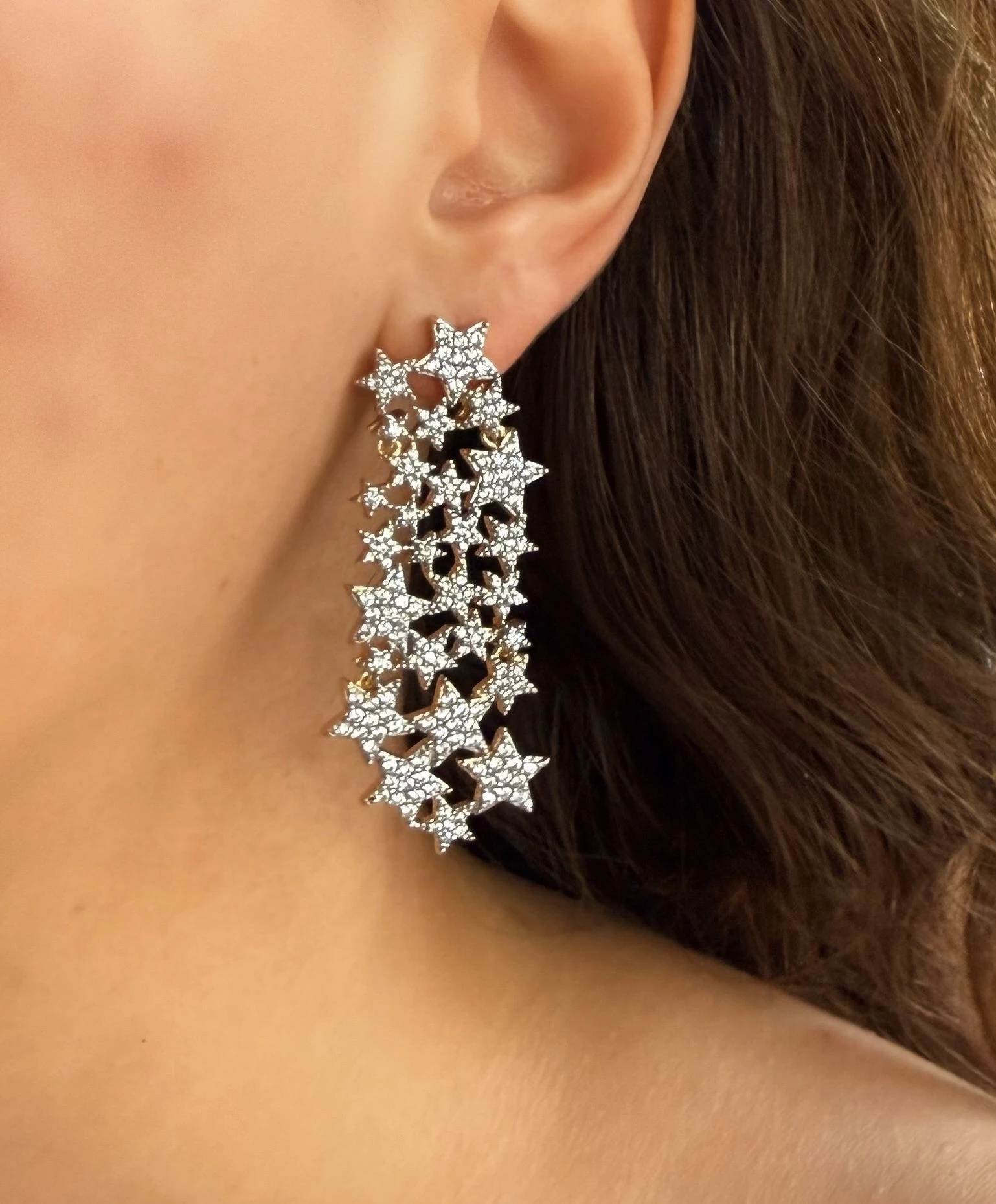 Zirkon  Taşlı Yıldız Gold Vip Küpe 523