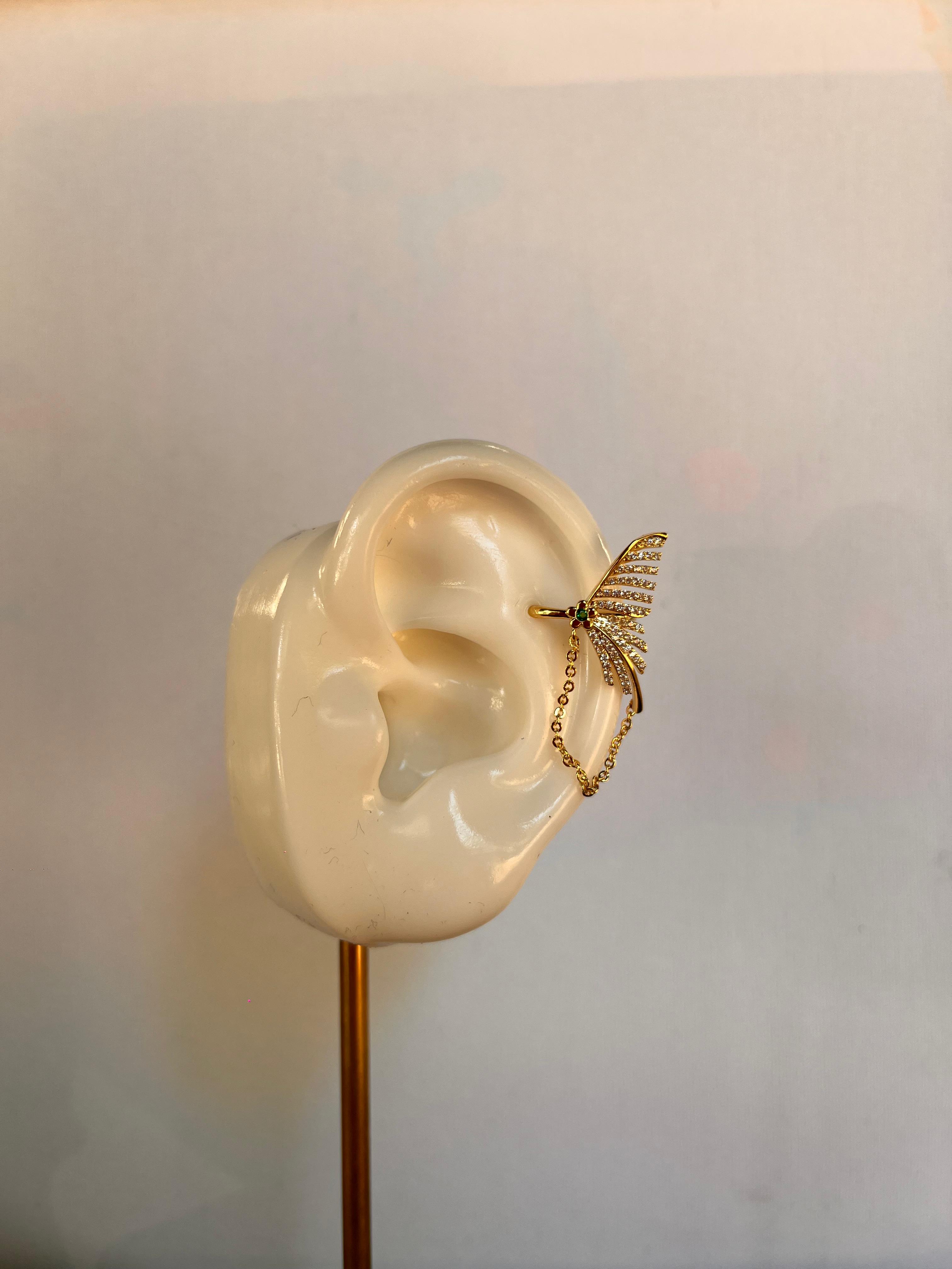 Özel Tasarım Gold  Kuğu Model Kıkırdak Küpe 1182