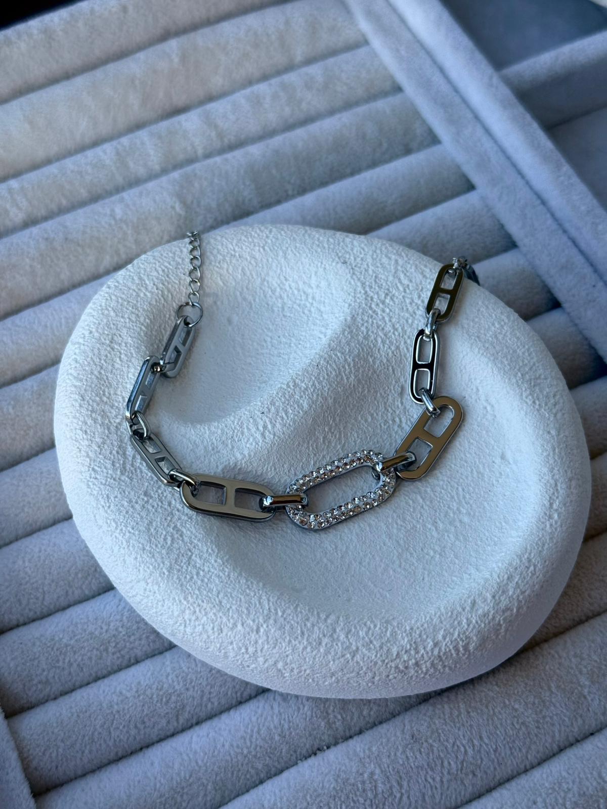 Çelik Zirkon Taşlı Silver Bileklik 1232