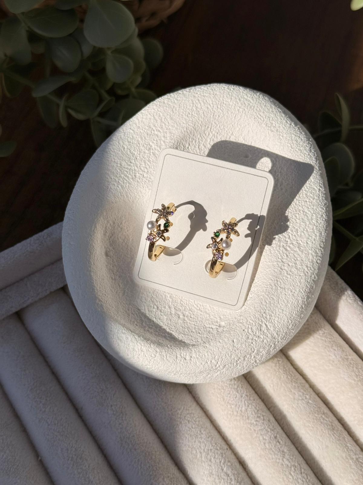 Xuping Yıldız Taşlı İncili Halka Küpe 1314