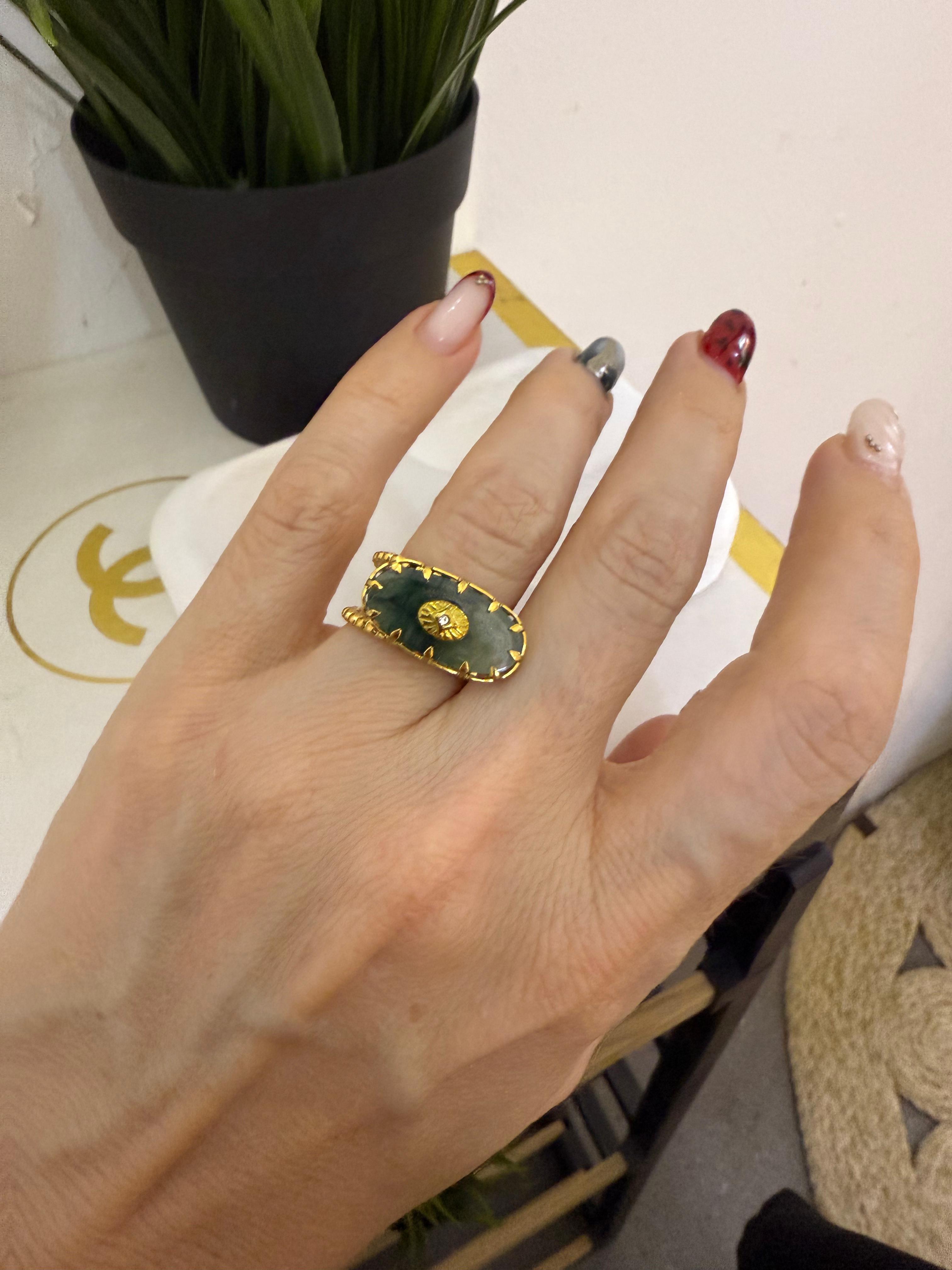 Sedef Taşlı Çelik Ayarlanabilir Yüzük 1120