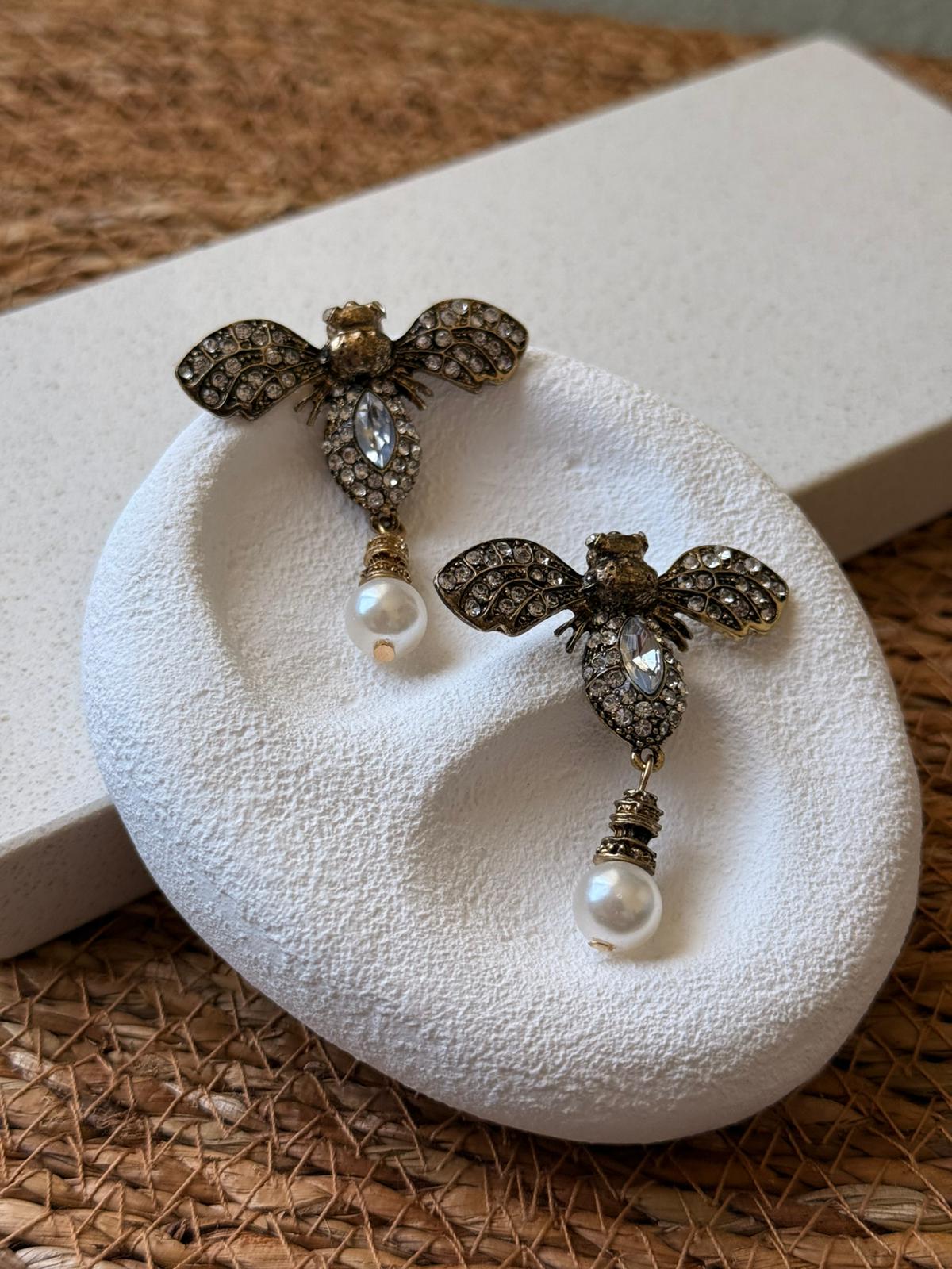 Shela Kombin Arı İncili Kiremit Detay Küpe Çelik Güneş Nazar Boncuk Kolye 976