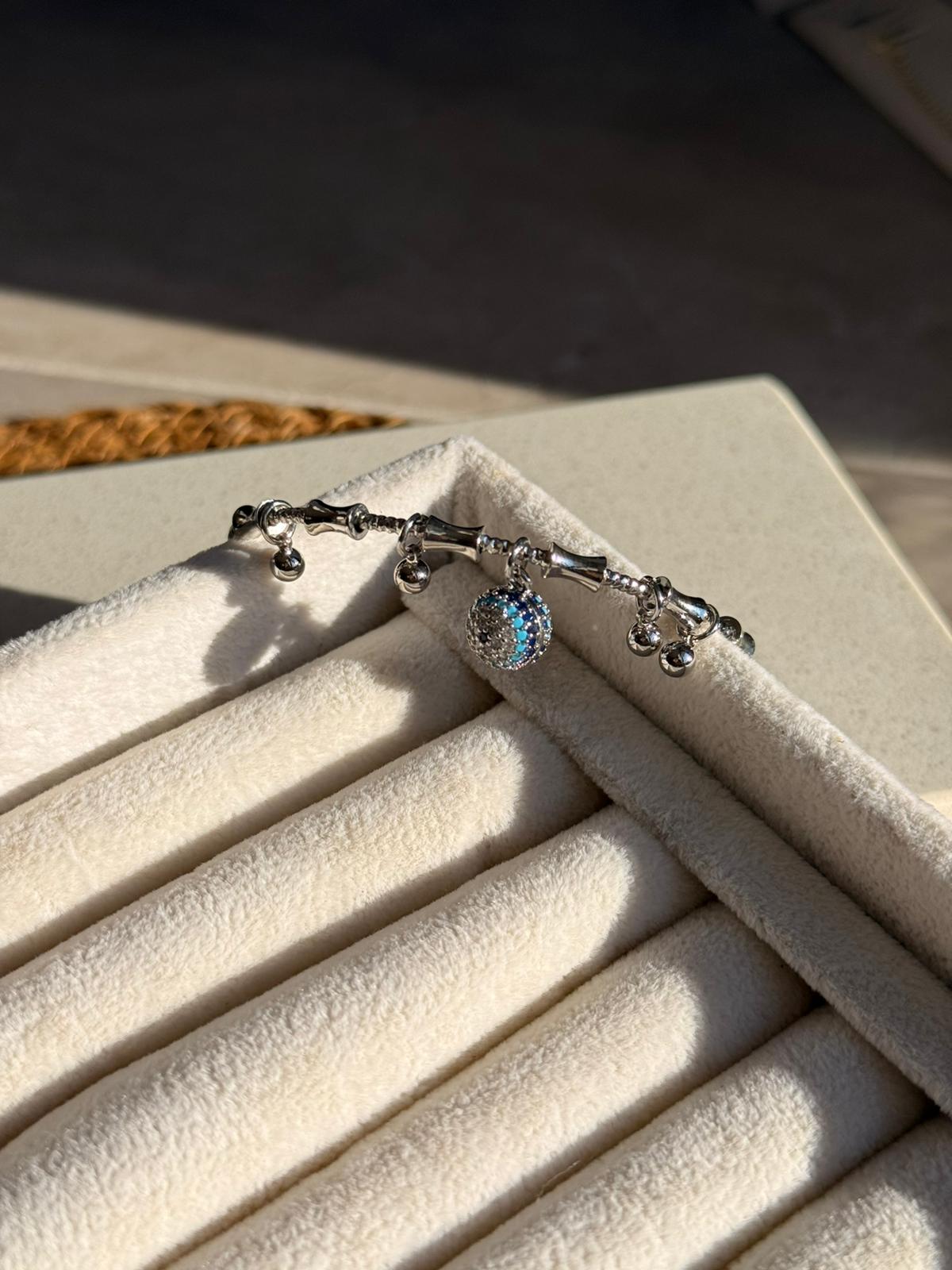 Nazar Boncuklu Zirkon Taşlı Silver Bileklik 1111