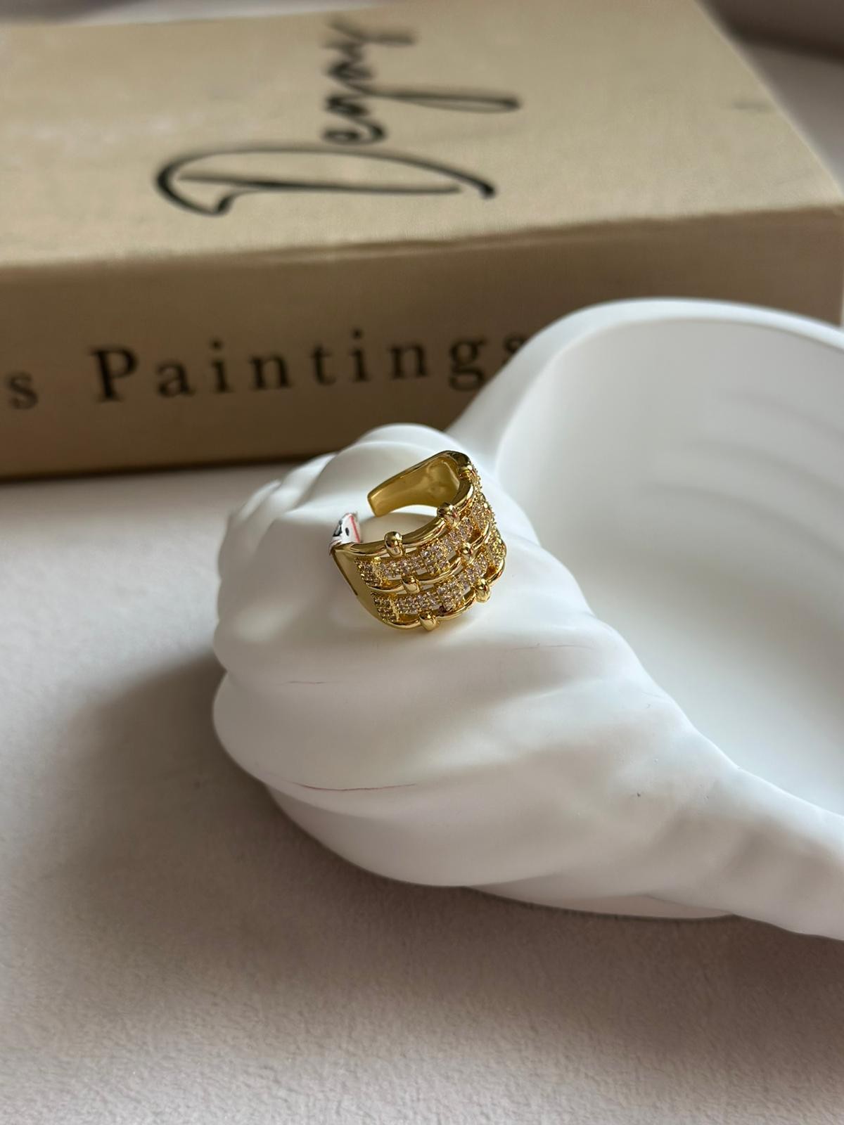 Özel Tasarım Zirkon Taşlı Gold Yüzük 873