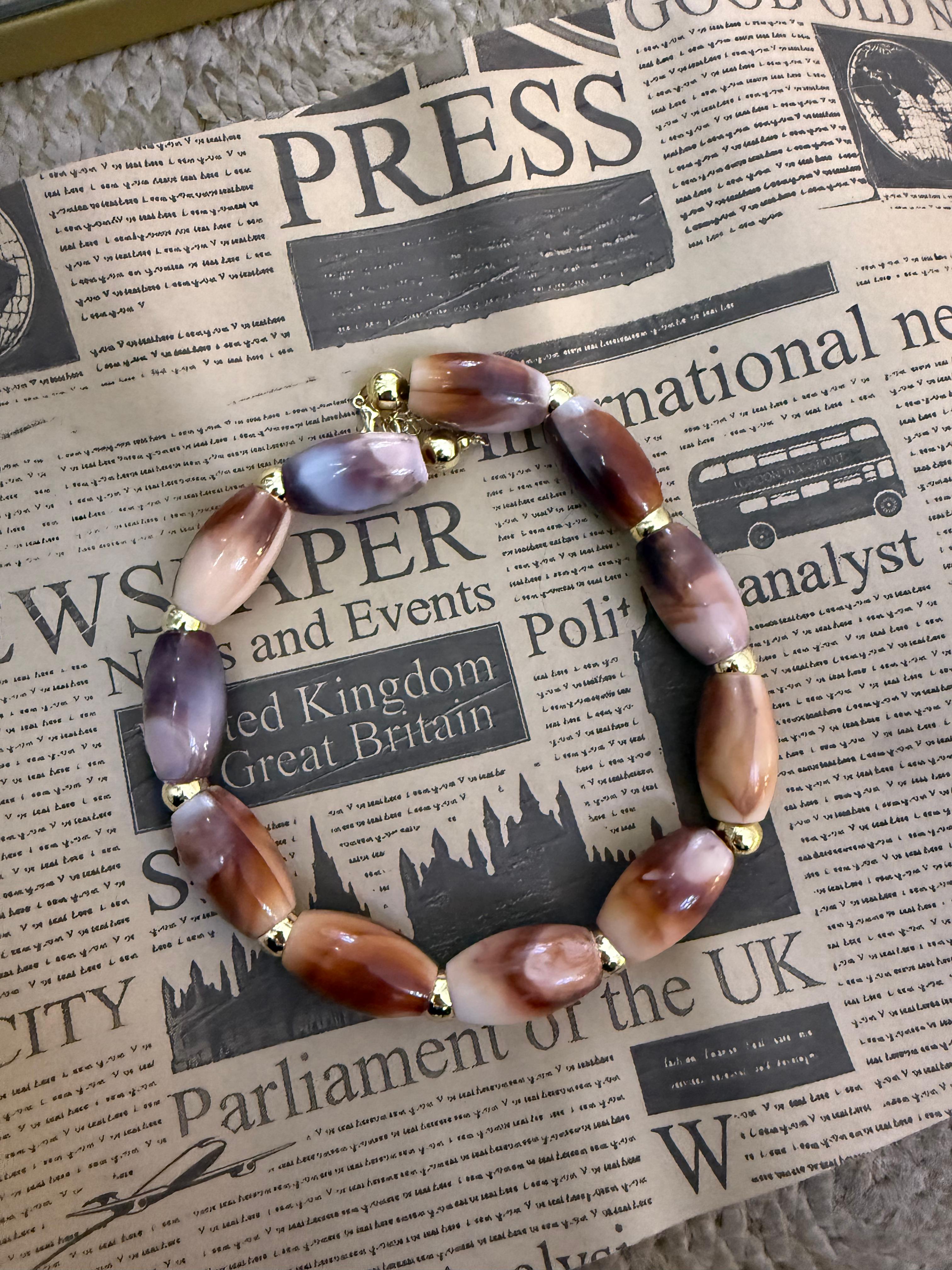 Hareli Oval Kemik Kahverengi Kolye 1249