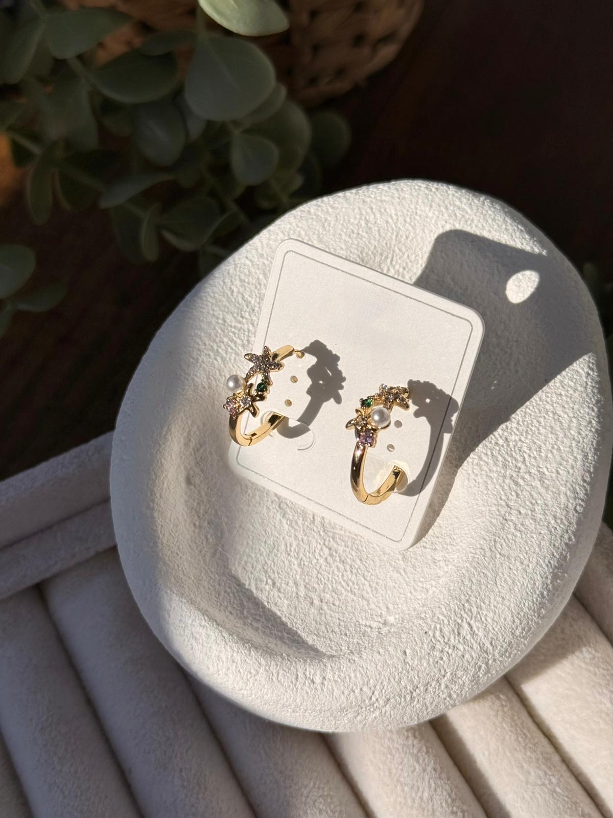 Xuping Yıldız Taşlı İncili Halka Küpe 1314