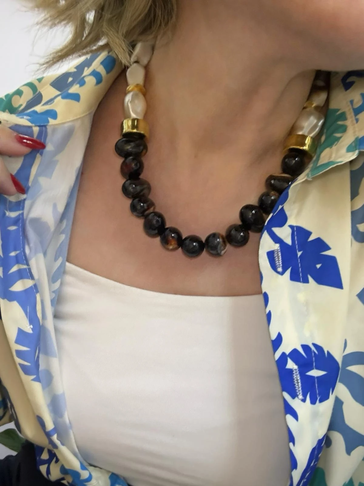 Kahverengi Kemik İnci Kolye 1241