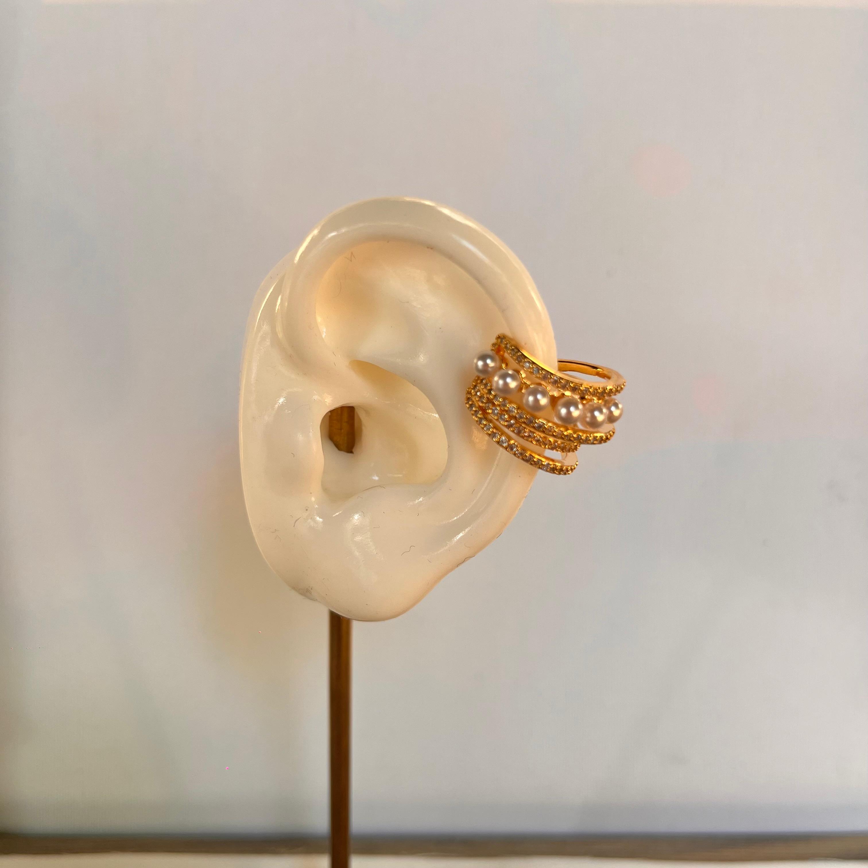 Zirkon Taşlı İncili Gold Kıkırdak 1191