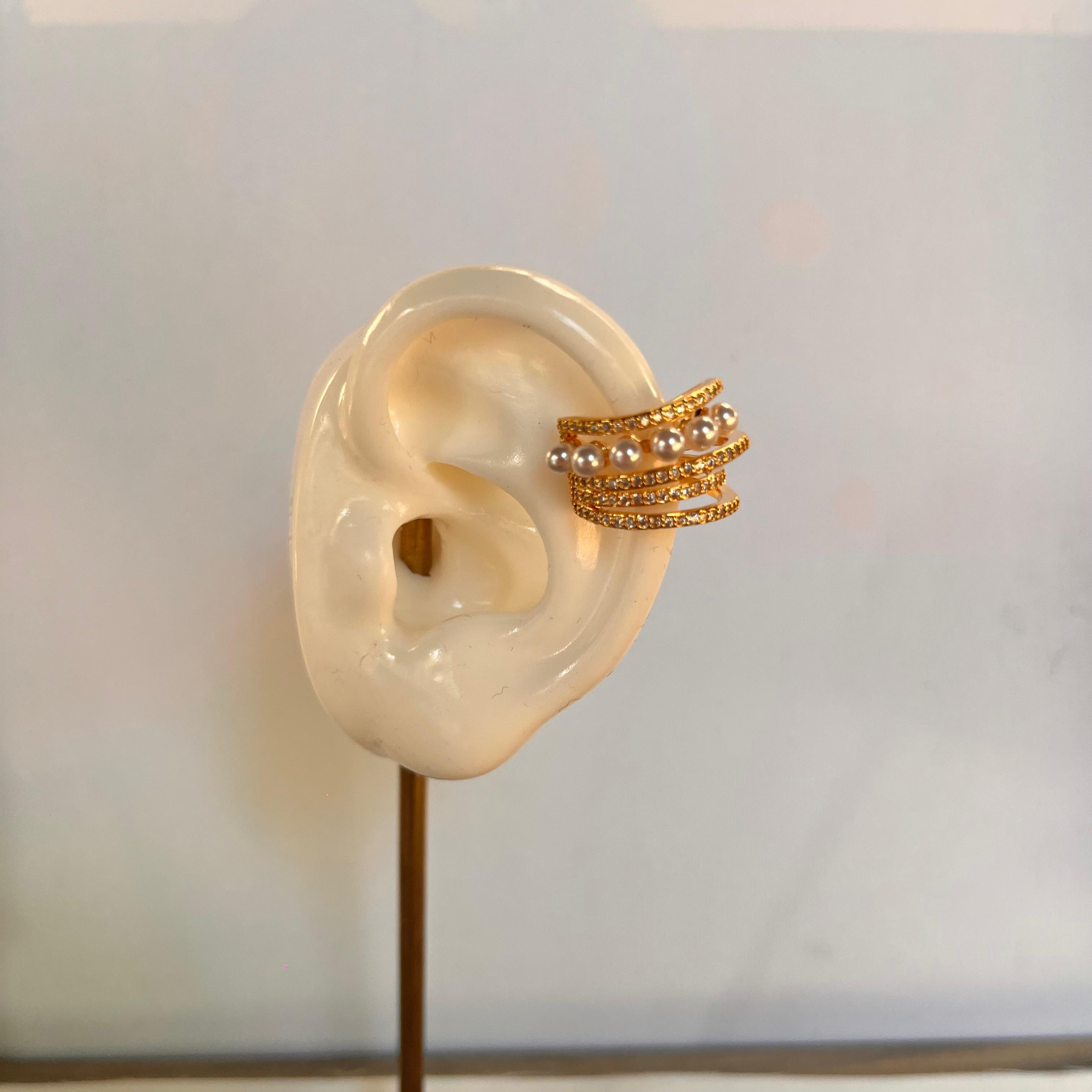 Zirkon Taşlı İncili Gold Kıkırdak 1191