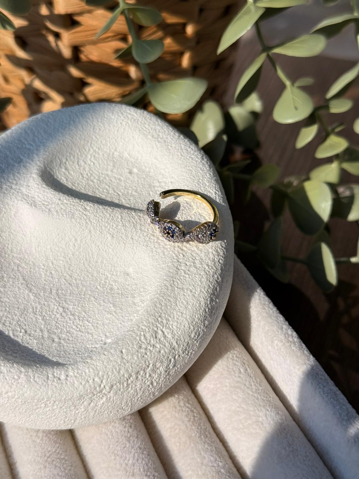 Zirkon Taşlı Göz Detay Ayarlanabilir Yüzük 1323