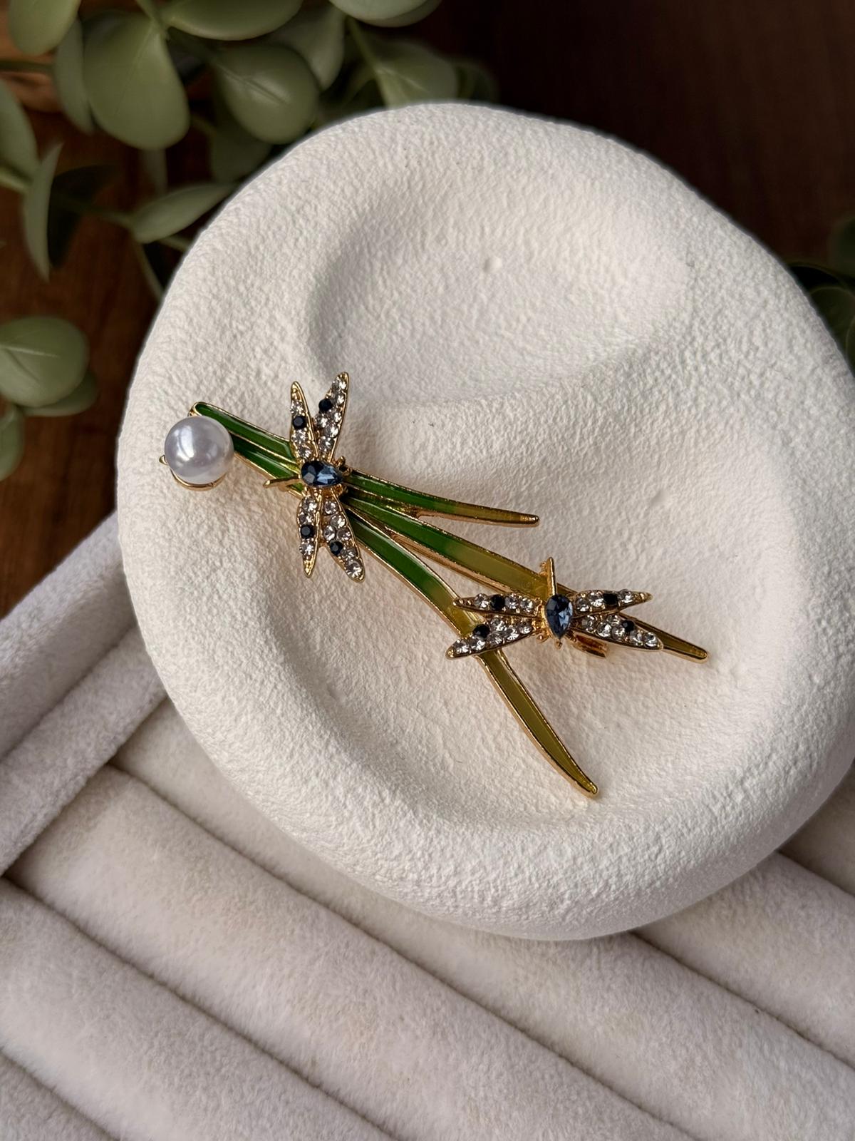 Zirkon Taşlı Gold Broş 1273