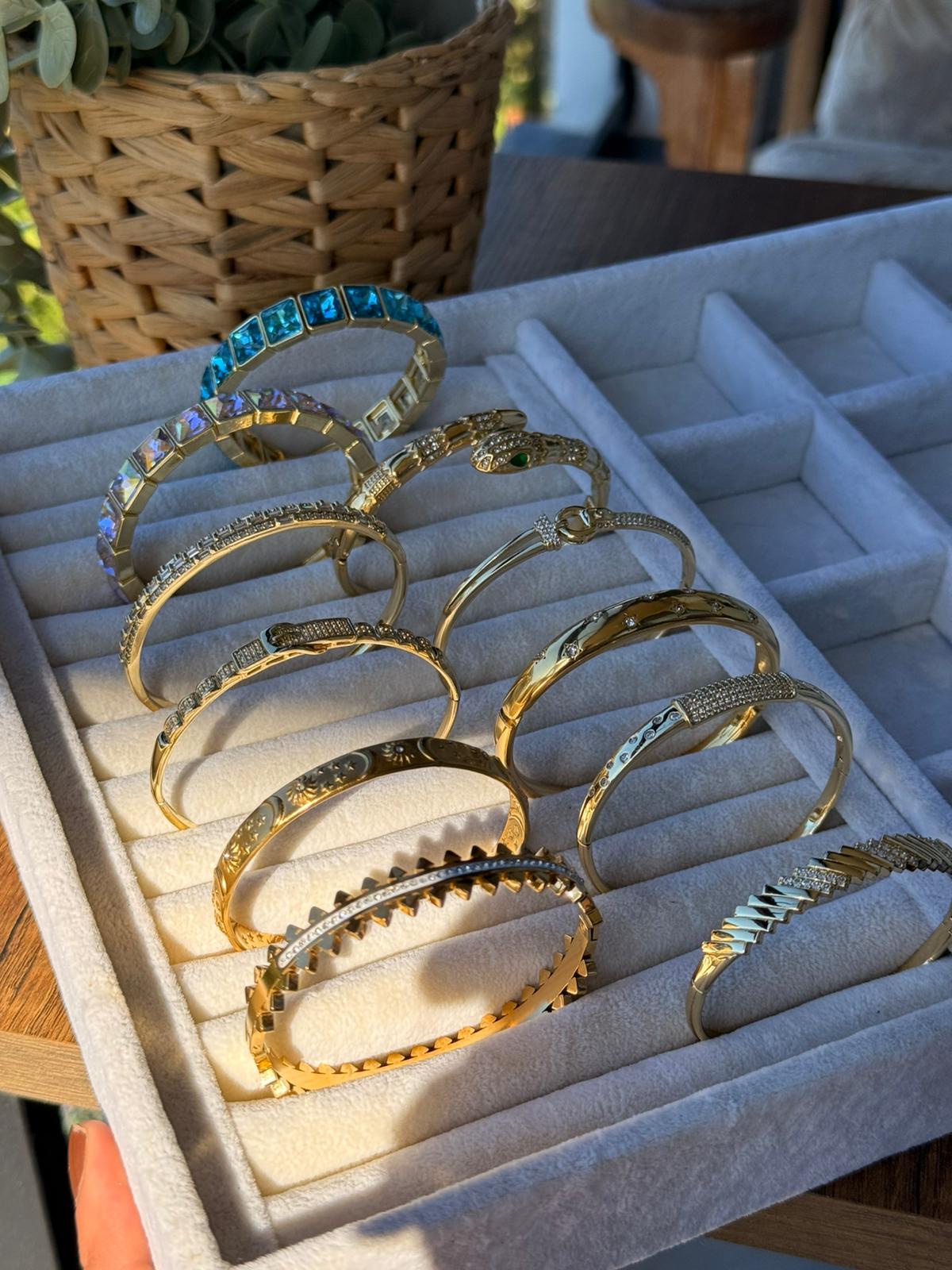 Çelik Zirkon Taşlı Yılan Bilezik 1209