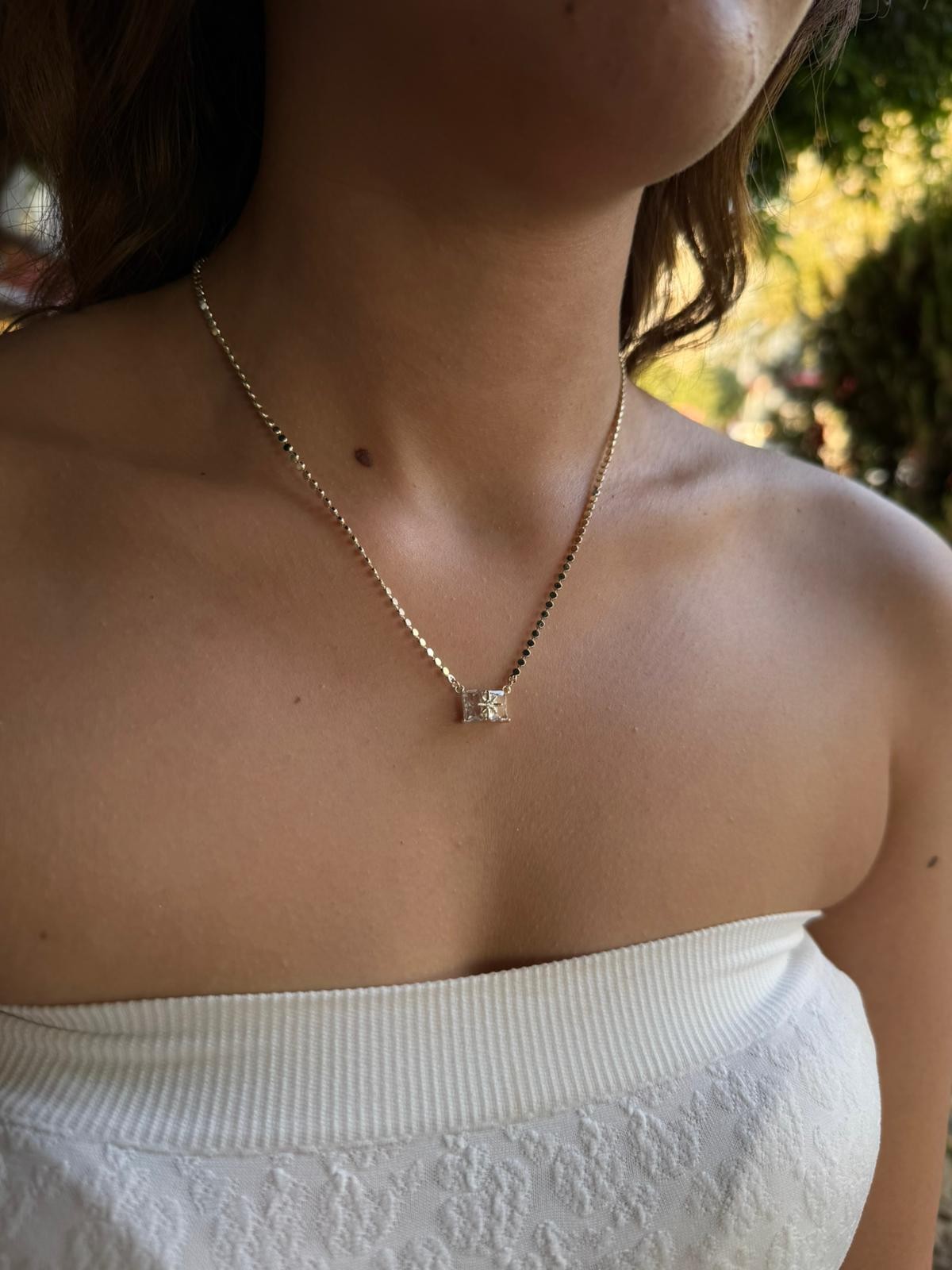 14 K Ezme Model Baget Taşlı Kolye 963