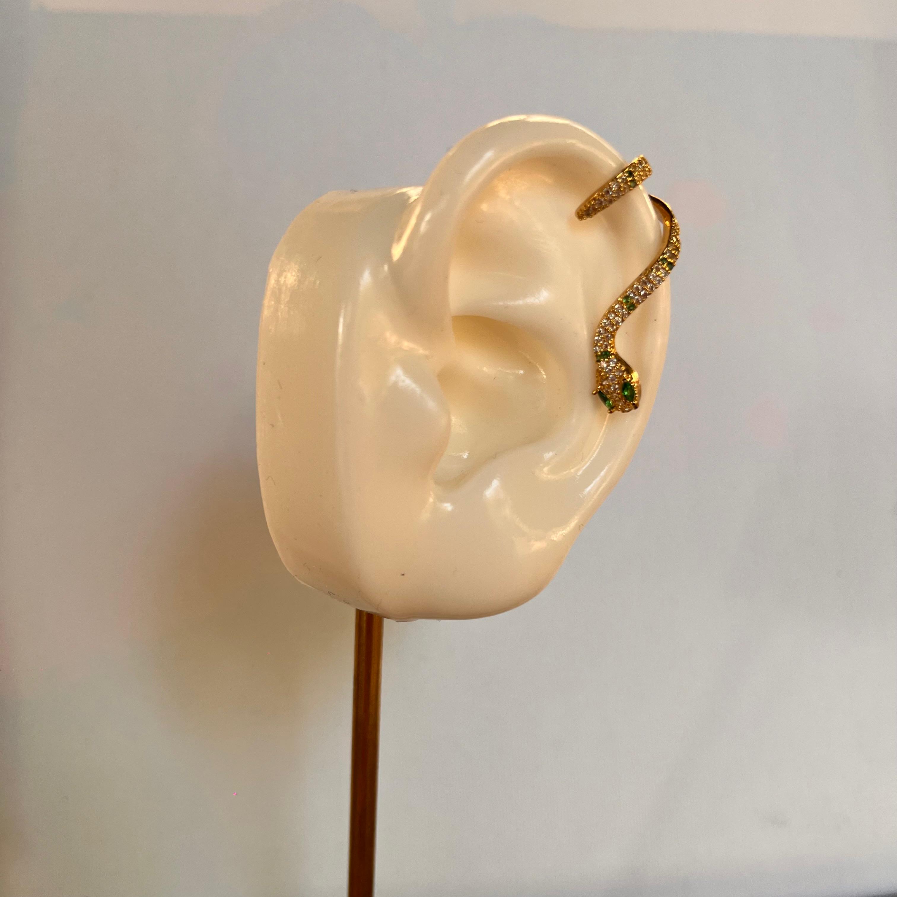 Zirkon Taşlı Yılan Gold Kıkırdak Küpe 1198