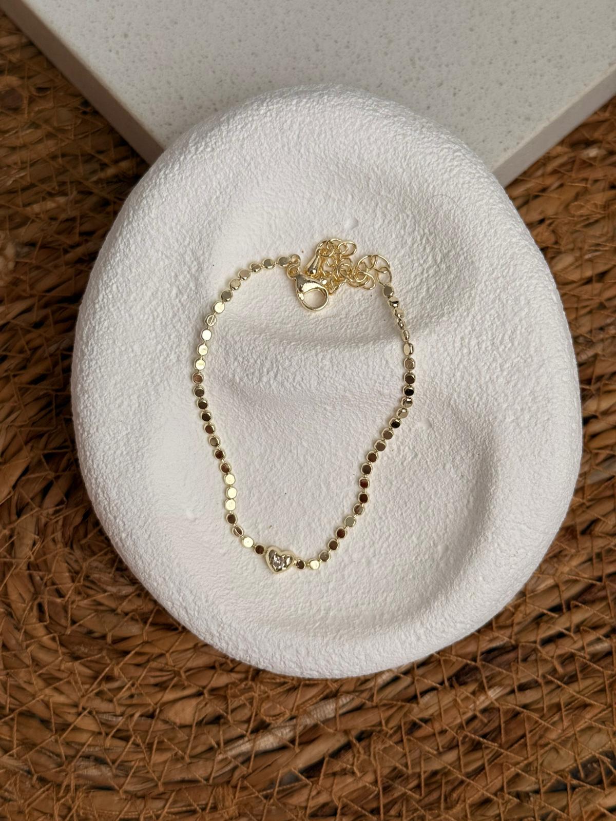 Özel Seri Ezme Zincir Kalp Detay Bileklik 1127