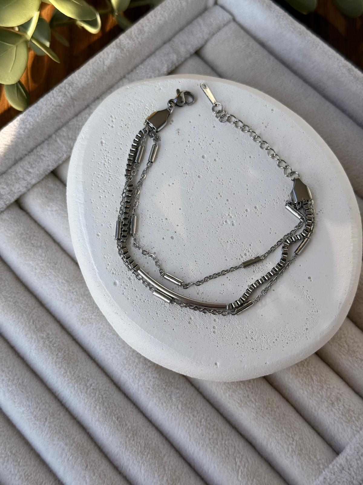 Çelik Üçlü Silver Bileklik 1334