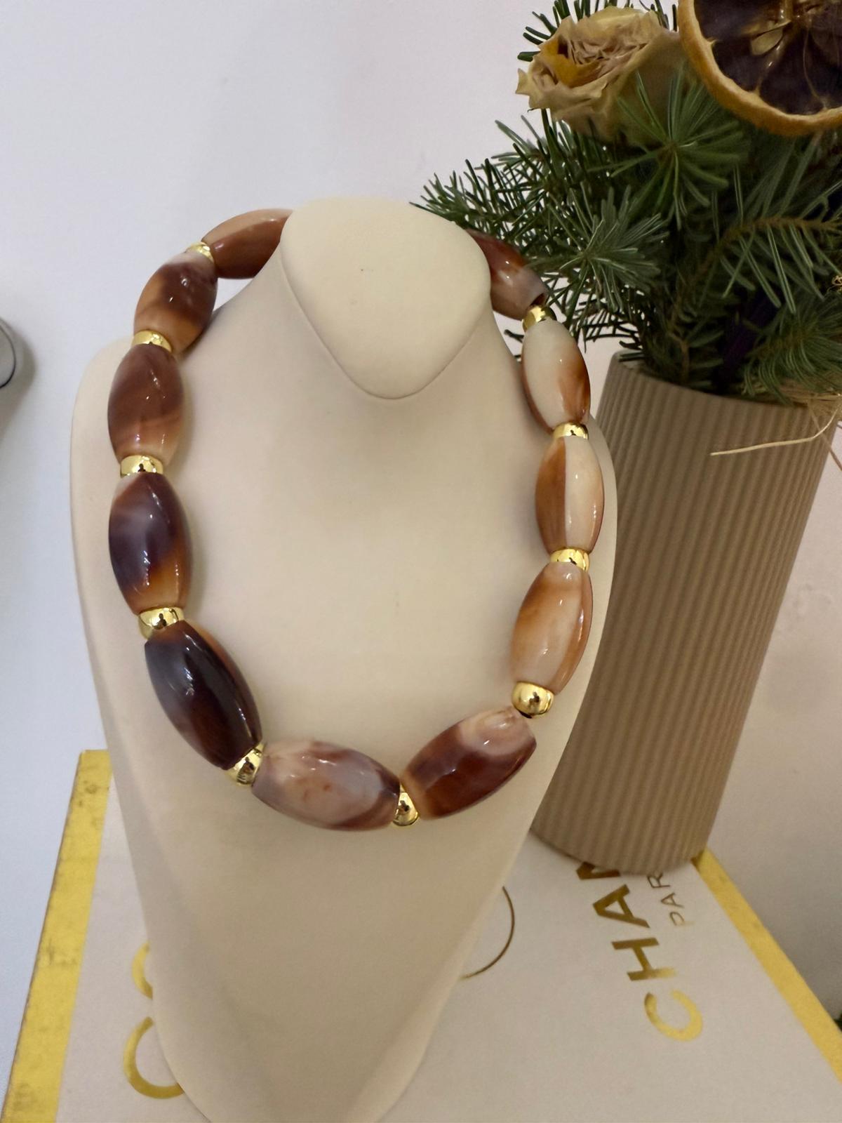 Kahverengi Oval Kolye 1257