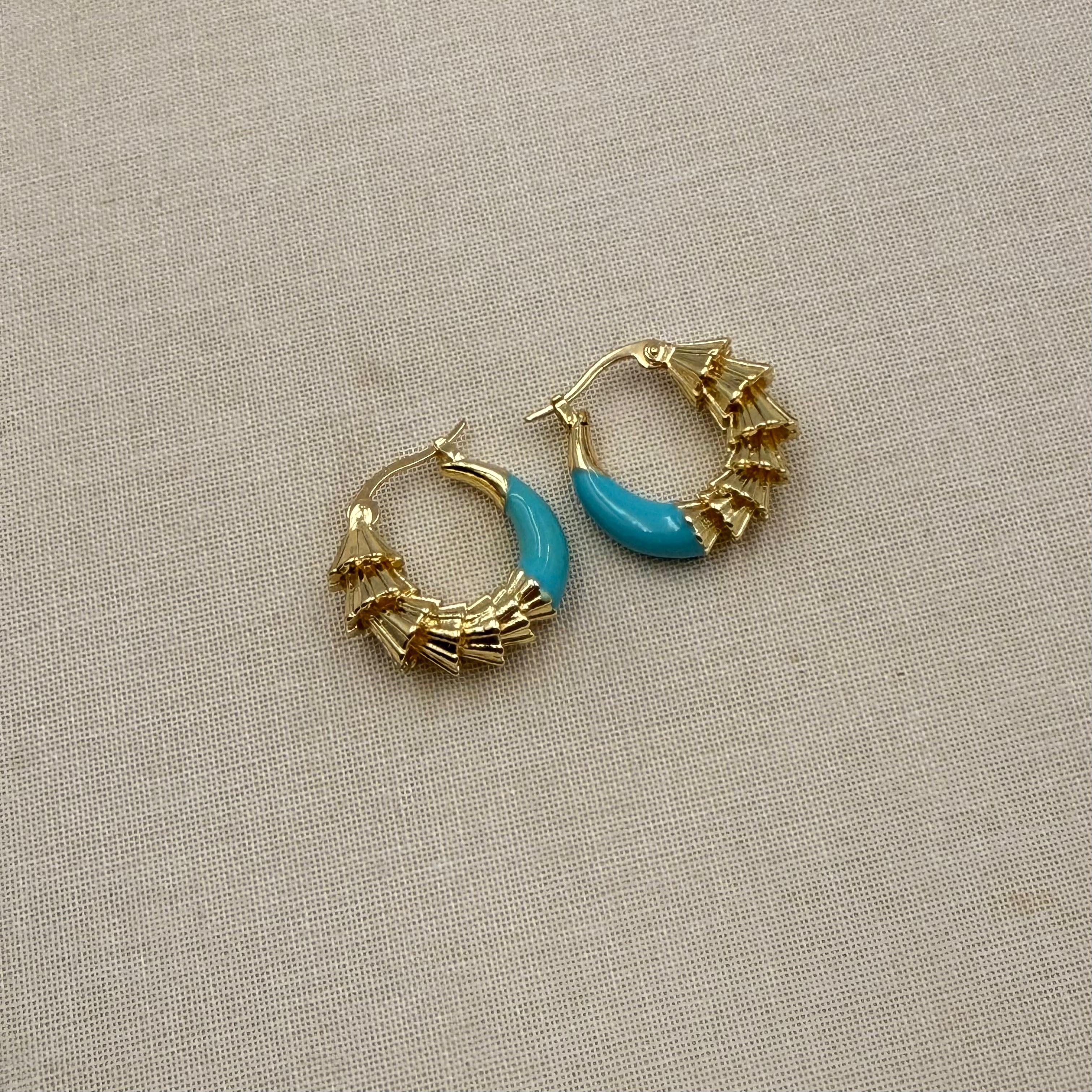 MİNELİ MAVİ GOLD HALKA KÜPE 564
