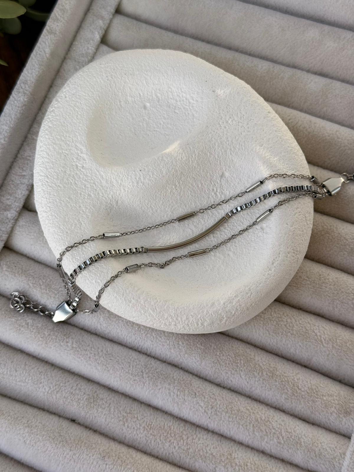 Çelik Üçlü Silver Bileklik 1334