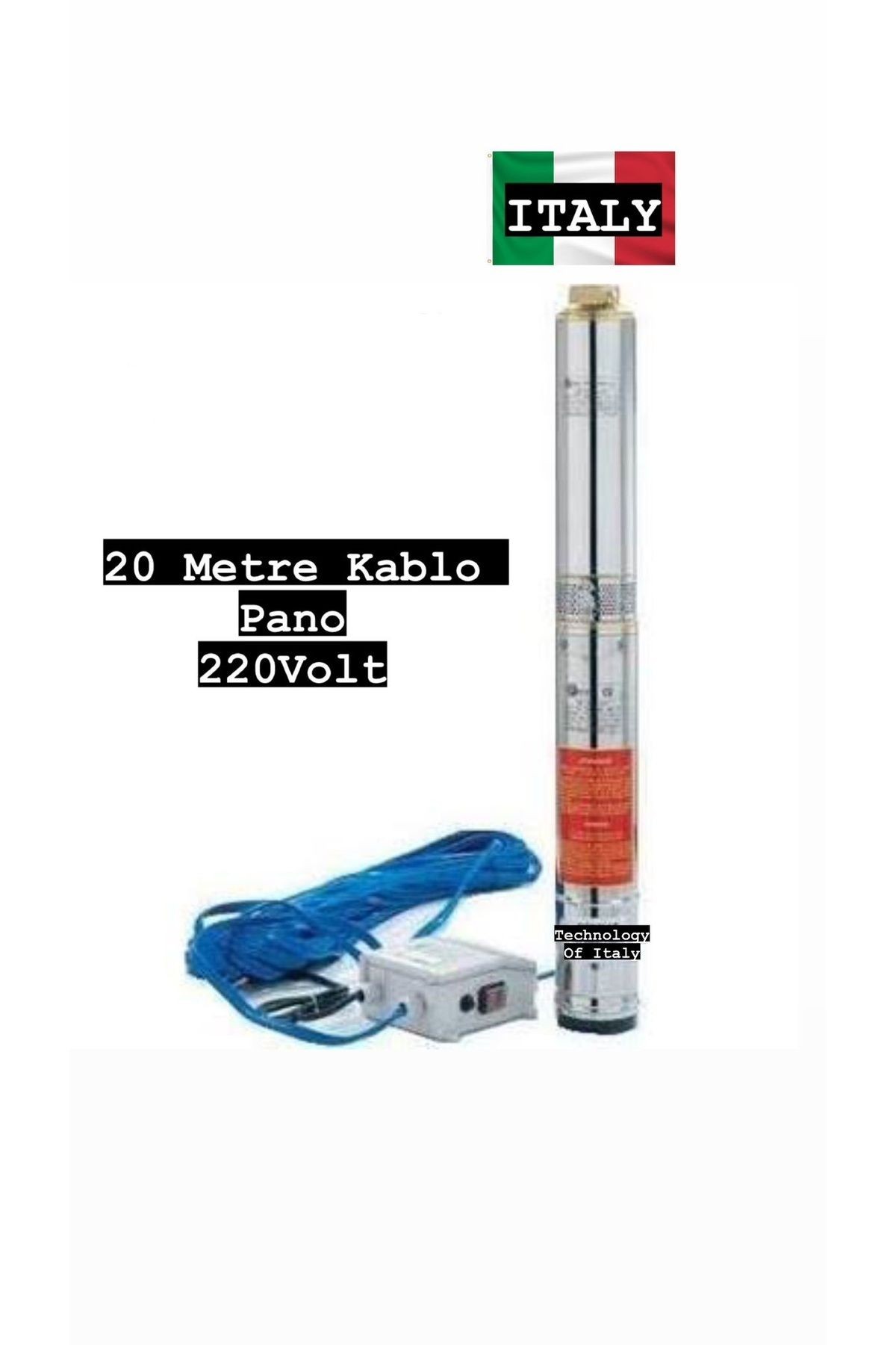 Italyan Teknoloji 0.75 Hp 8 Kademe Dalgıç Pompa 20 Mt Kablo Ve Panolu 220v