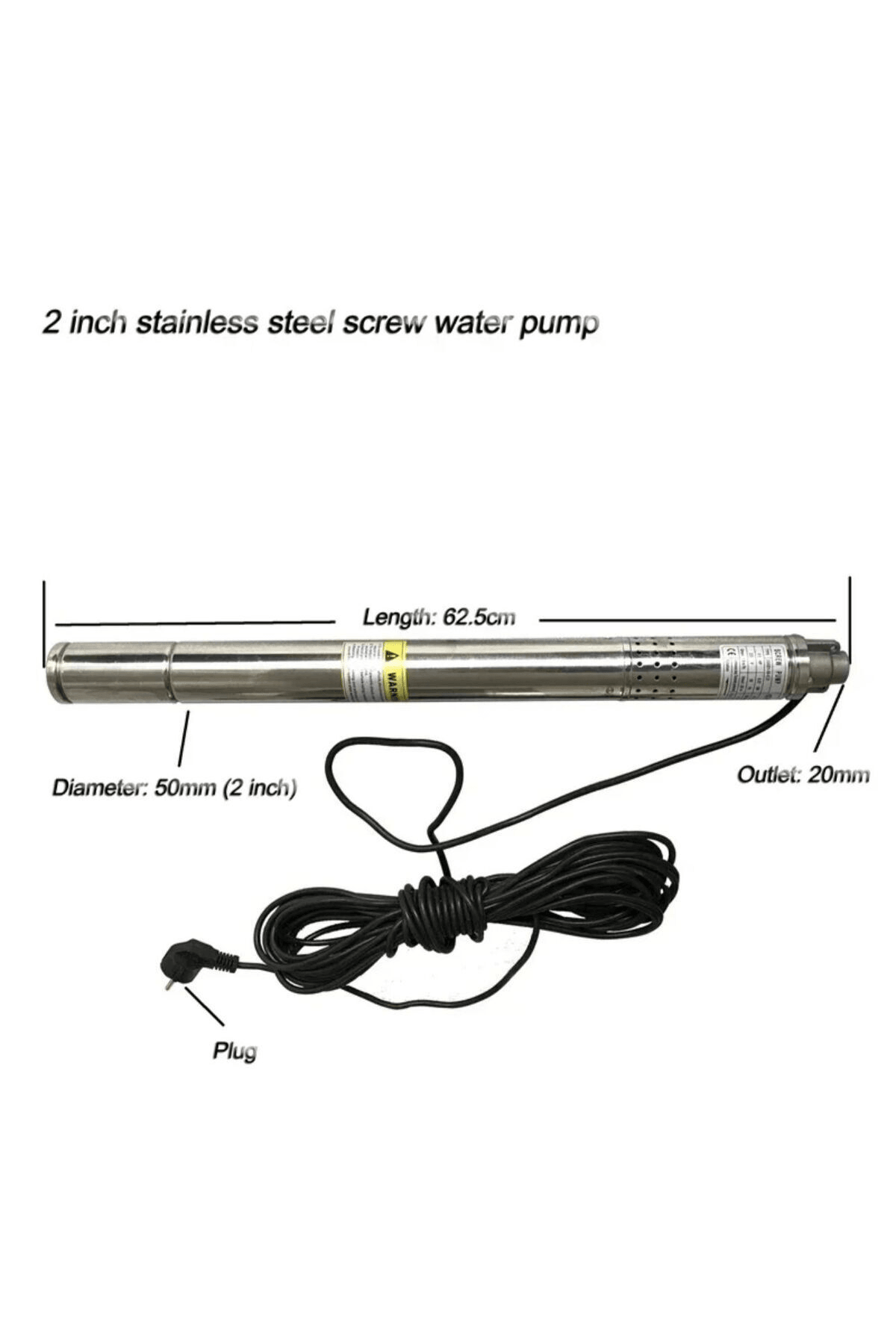 2'' 50 Mm Dış Çap En Ince 180 Watt Dalgıç Pompa 30 Metre Kablolu (220VOLT)