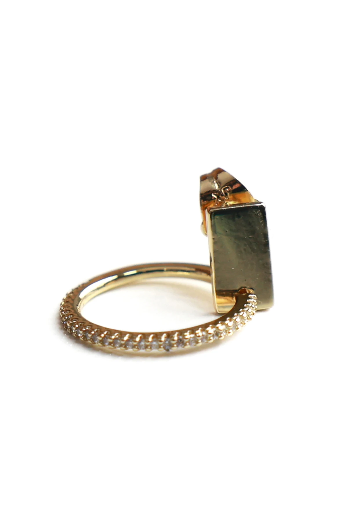 Sonche Dikdörtgen Taşlı Halka Küpe 7090