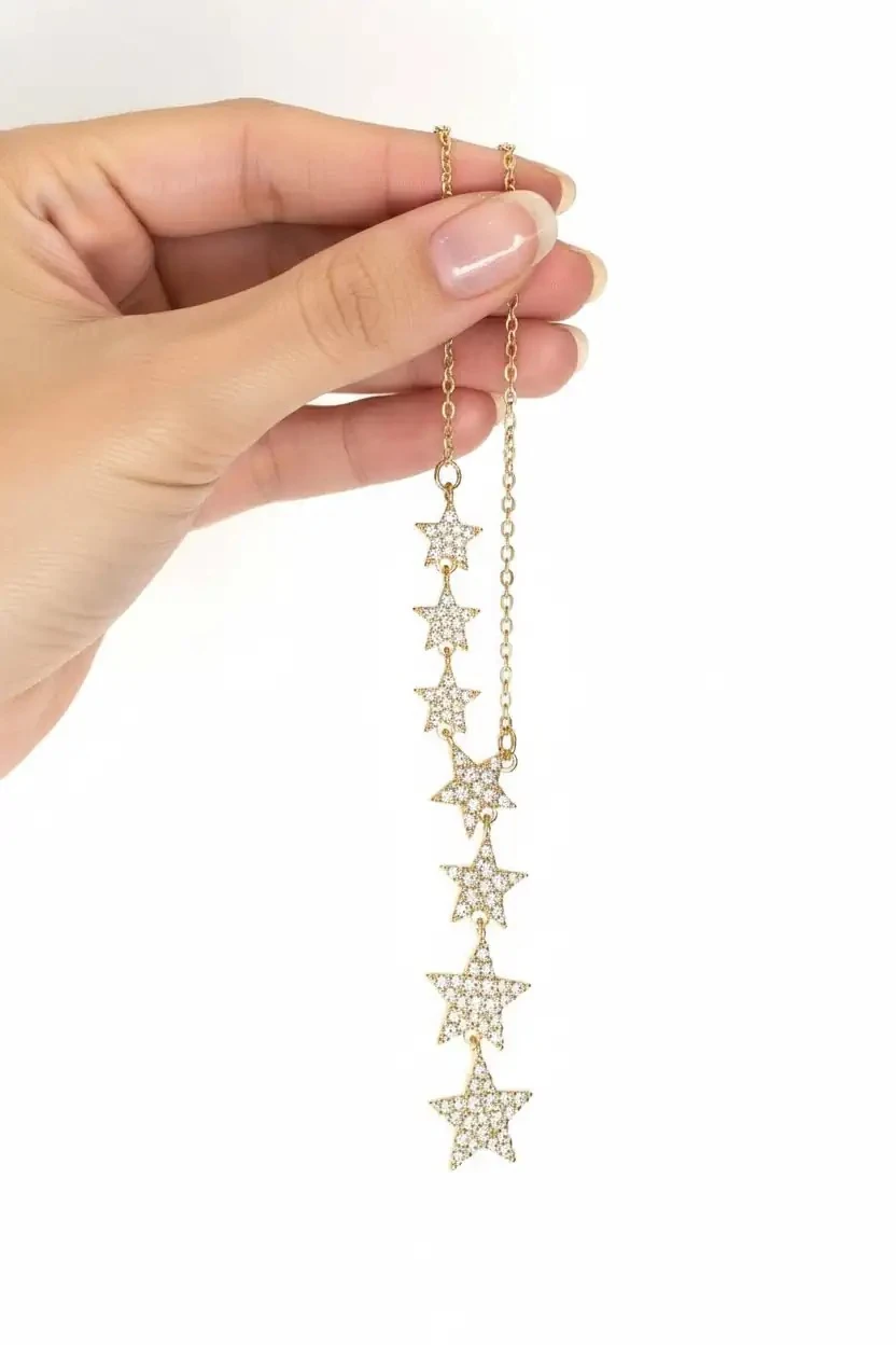 Sonche Sıra Yıldızlı Taşlı Kolye 1020