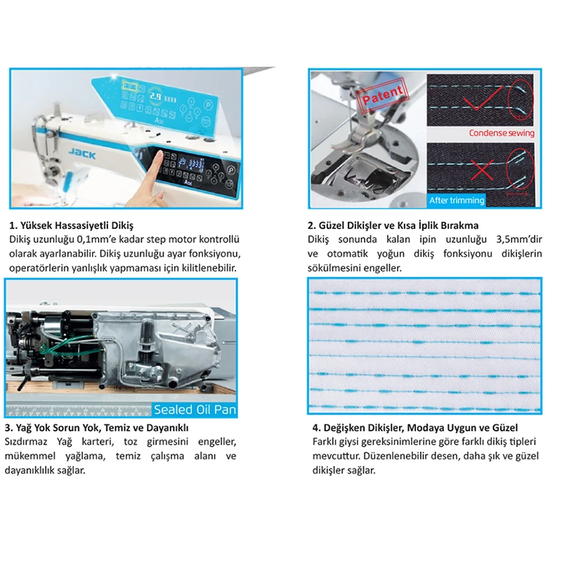 Jack A5 Düz Dikiş Makinesi İplik Kesicili